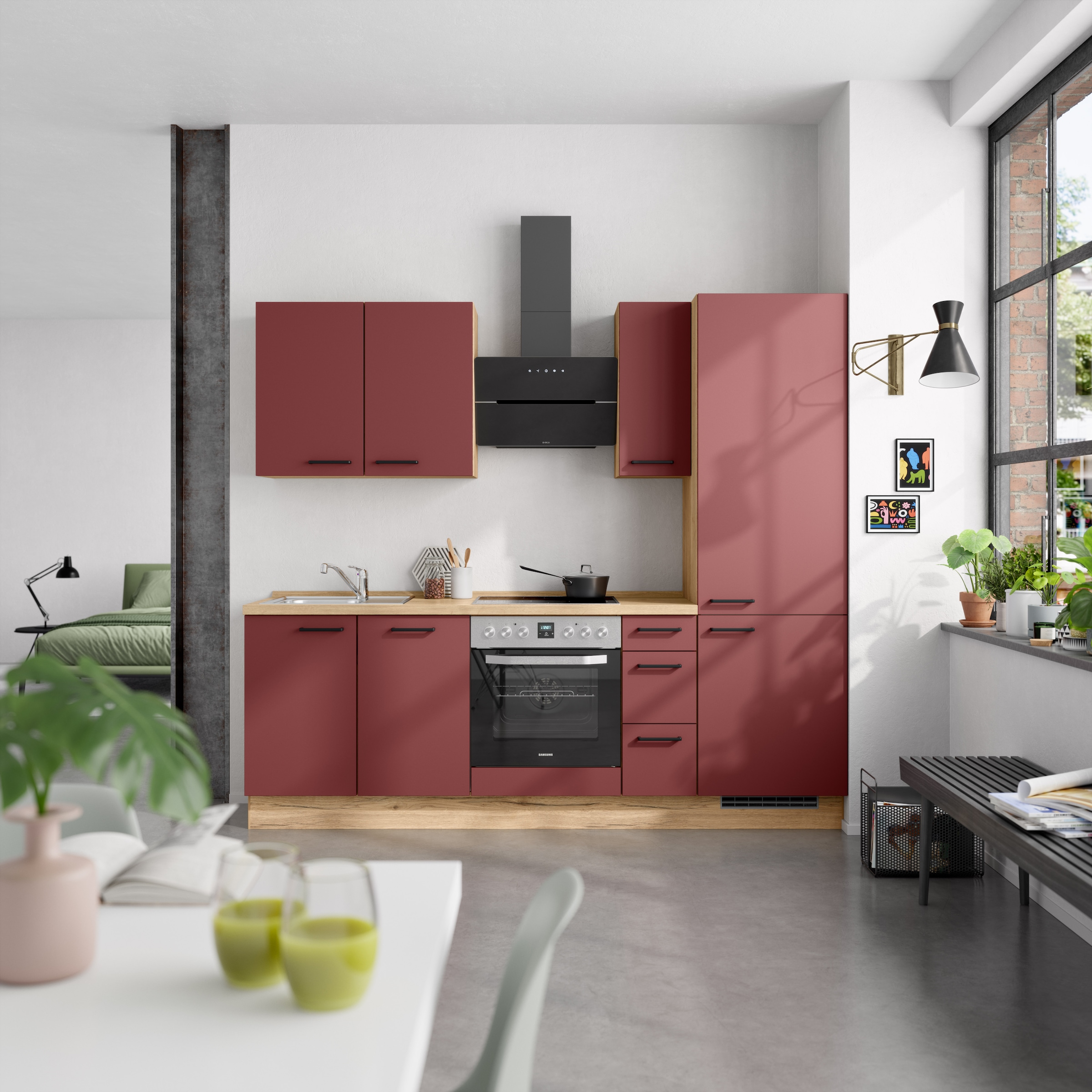 nobilia® Küchenzeile »"Easytouch II", NEU: individuell anpassbar mit gratis Profi-Beratung« vormontiert, Breite 240 cm, Ausrichtung wählbar, wahlw. mit E-Geräten