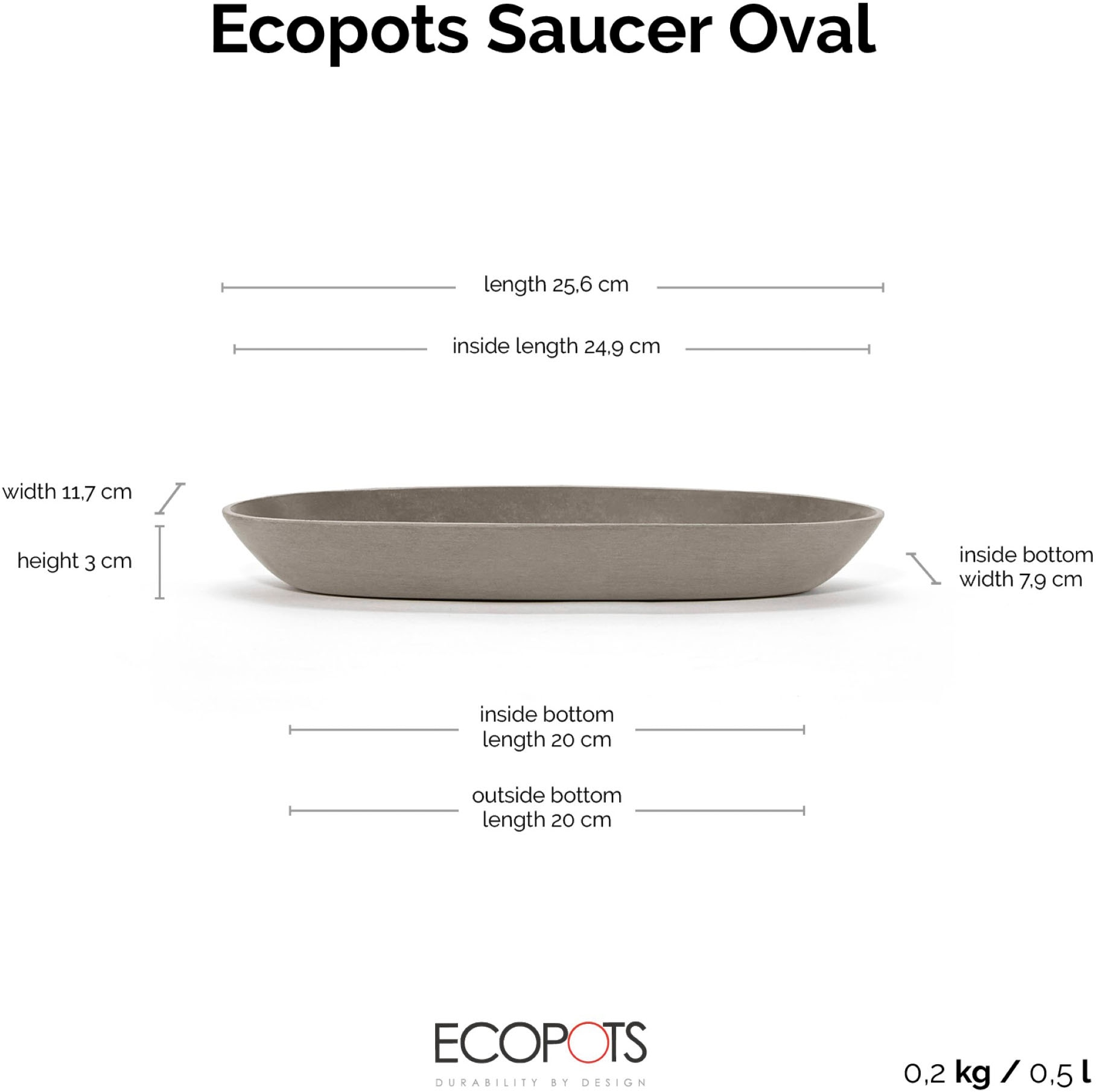 ECOPOTS Topfuntersetzer »Oval Taupe« für innen und außen: frostsicher, bruchsicher und lichtbeständig