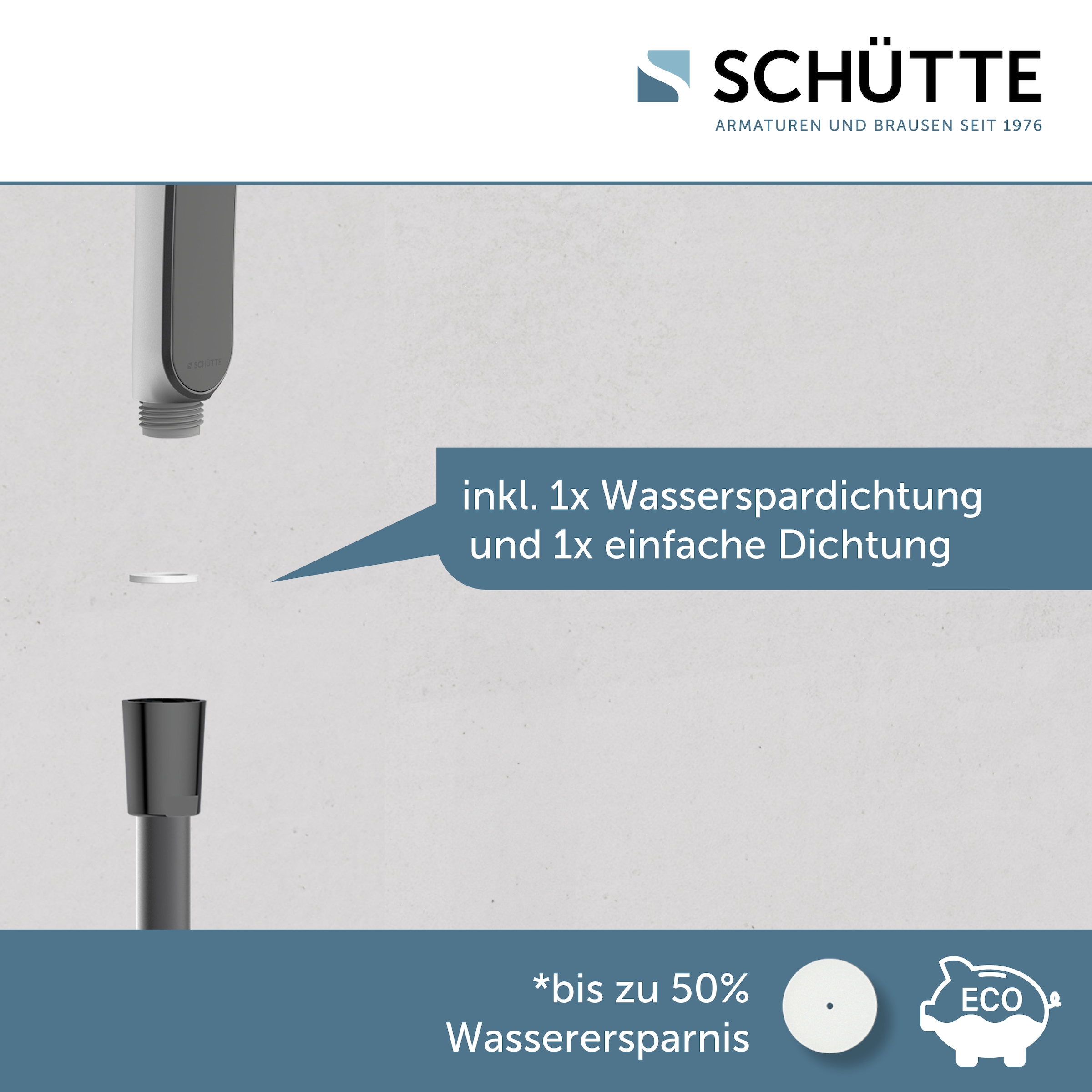Schütte Handbrause »KARIBIK«, 3-fach verstellbar, mit Antikalknoppen, wassersparend, eckig