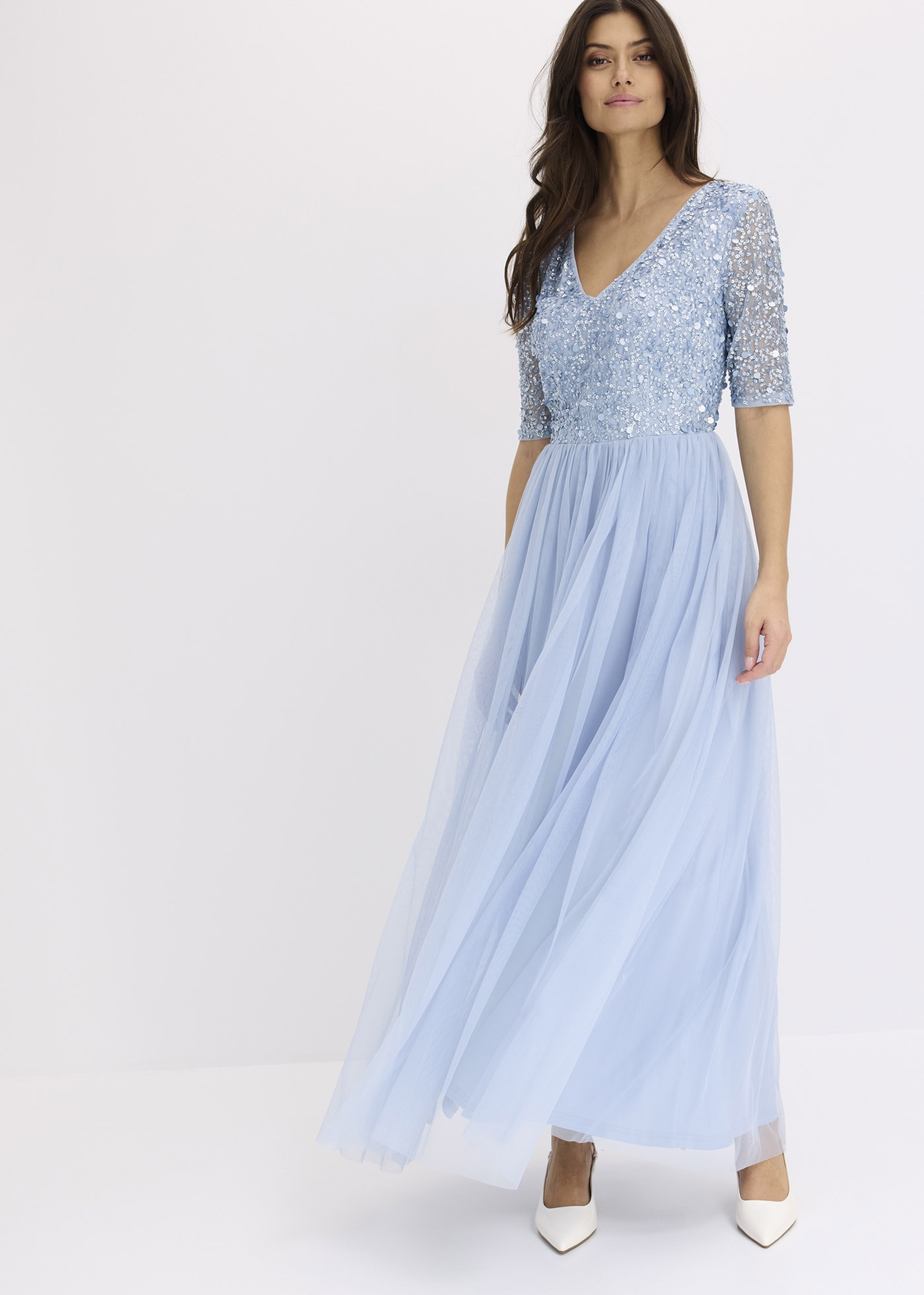 bonprix Abendkleid für festliche Anlässe, mit Tüll-Rock und Pailletten im Oberteil