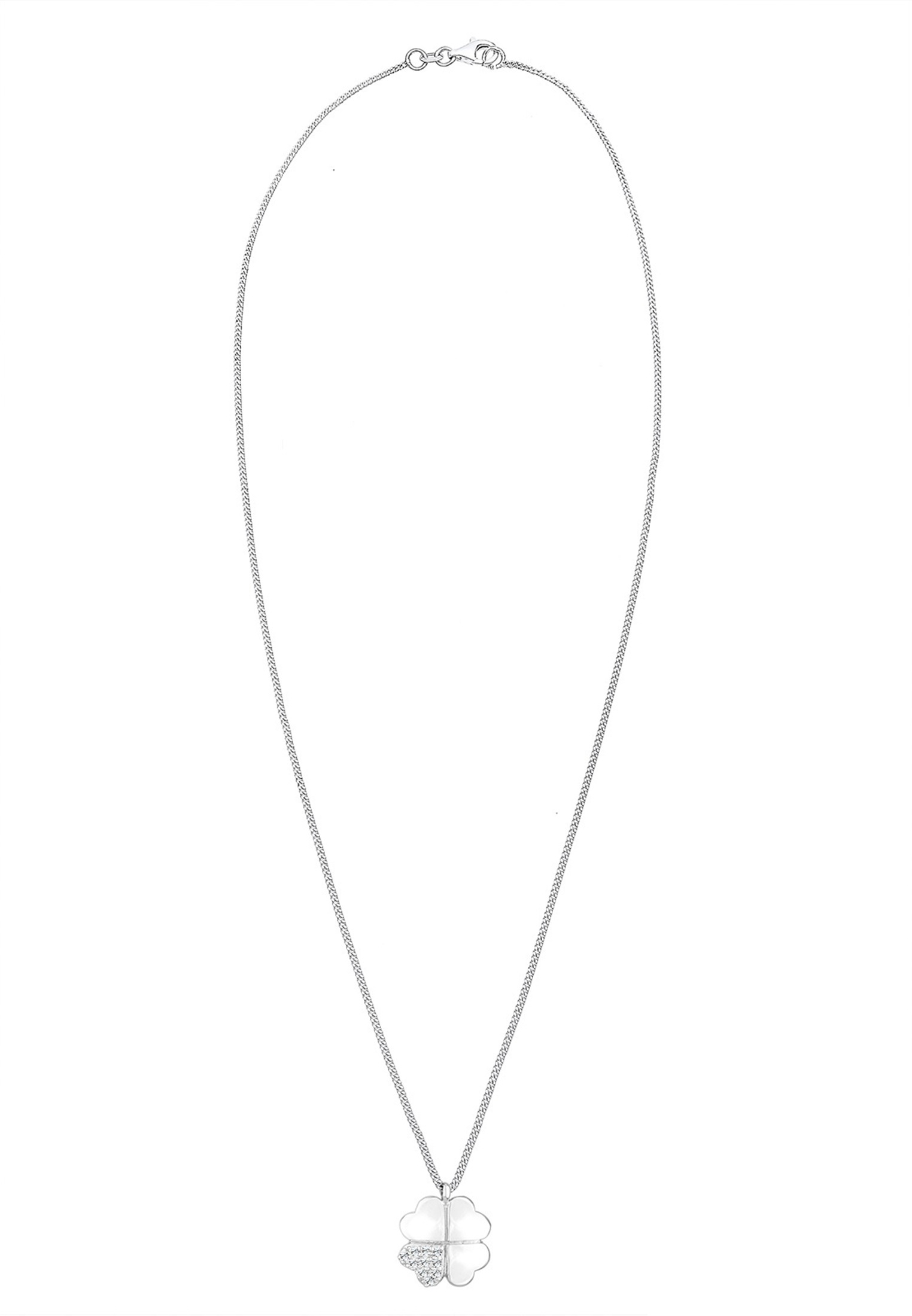 Elli Collierkettchen »Kleeblatt Glas Kristalle Weiß 925 Sterling Silber«