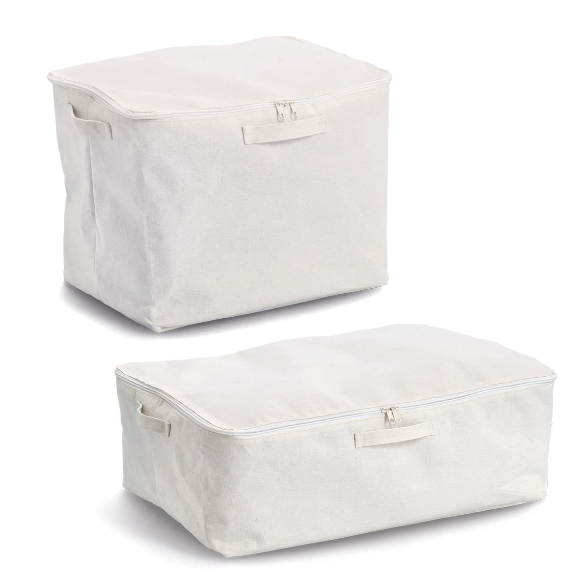 Zeller Present Aufbewahrungsbox »Aufbewahrungsbox, Polyester/Baumwolle, creme« mit Reißverschluss, 2er Set, ca. 38x27x27 cm