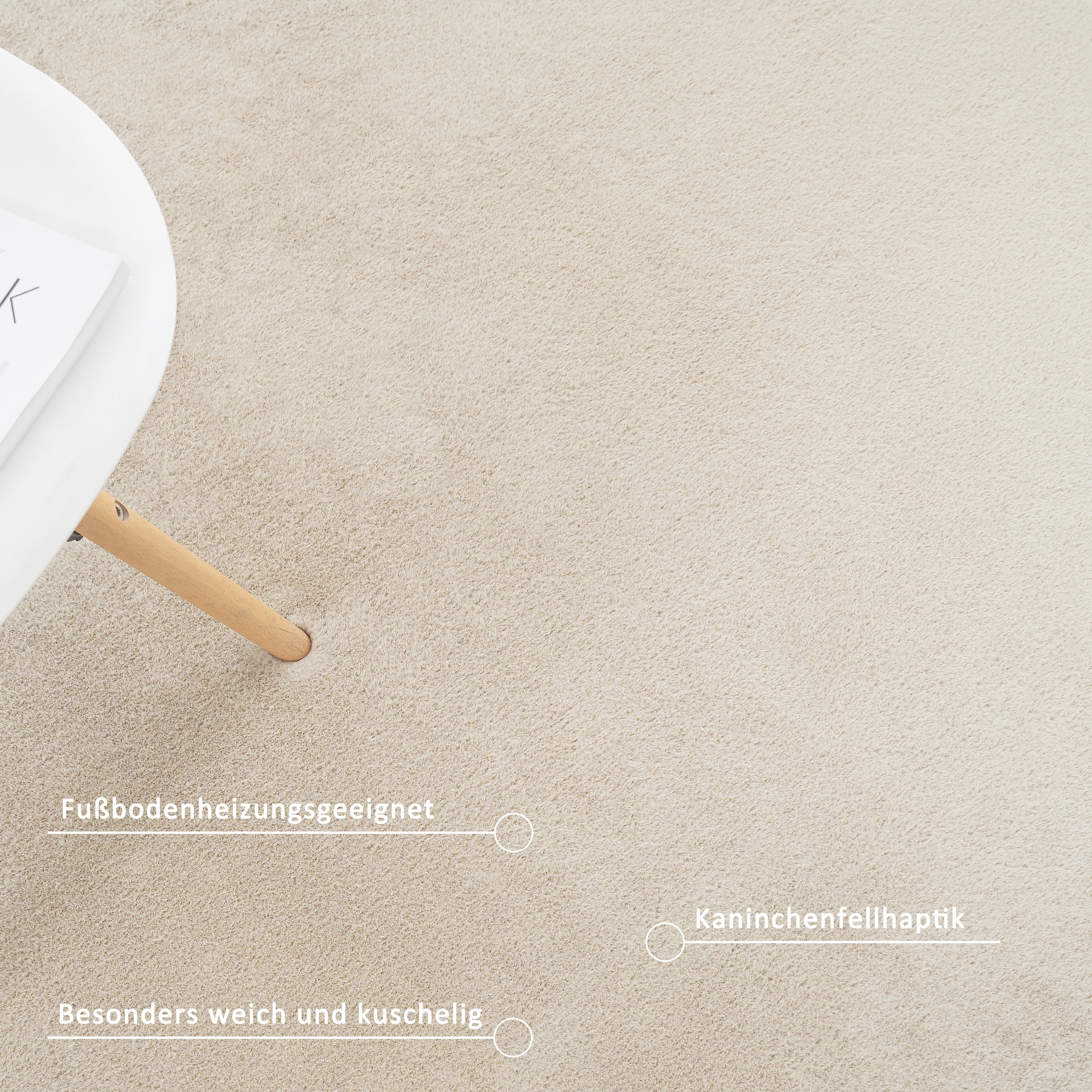Leonique Fellteppich »Balu«, rechteckig, 20 mm Höhe, Kunstfell in Kaninchenfell Haptik, fußbodenheizungsgeeignet, pflegeleicht, ideale Teppiche für Wohnzimmer, Schlafzimmer, Esszimmer, Arbeitszimmer