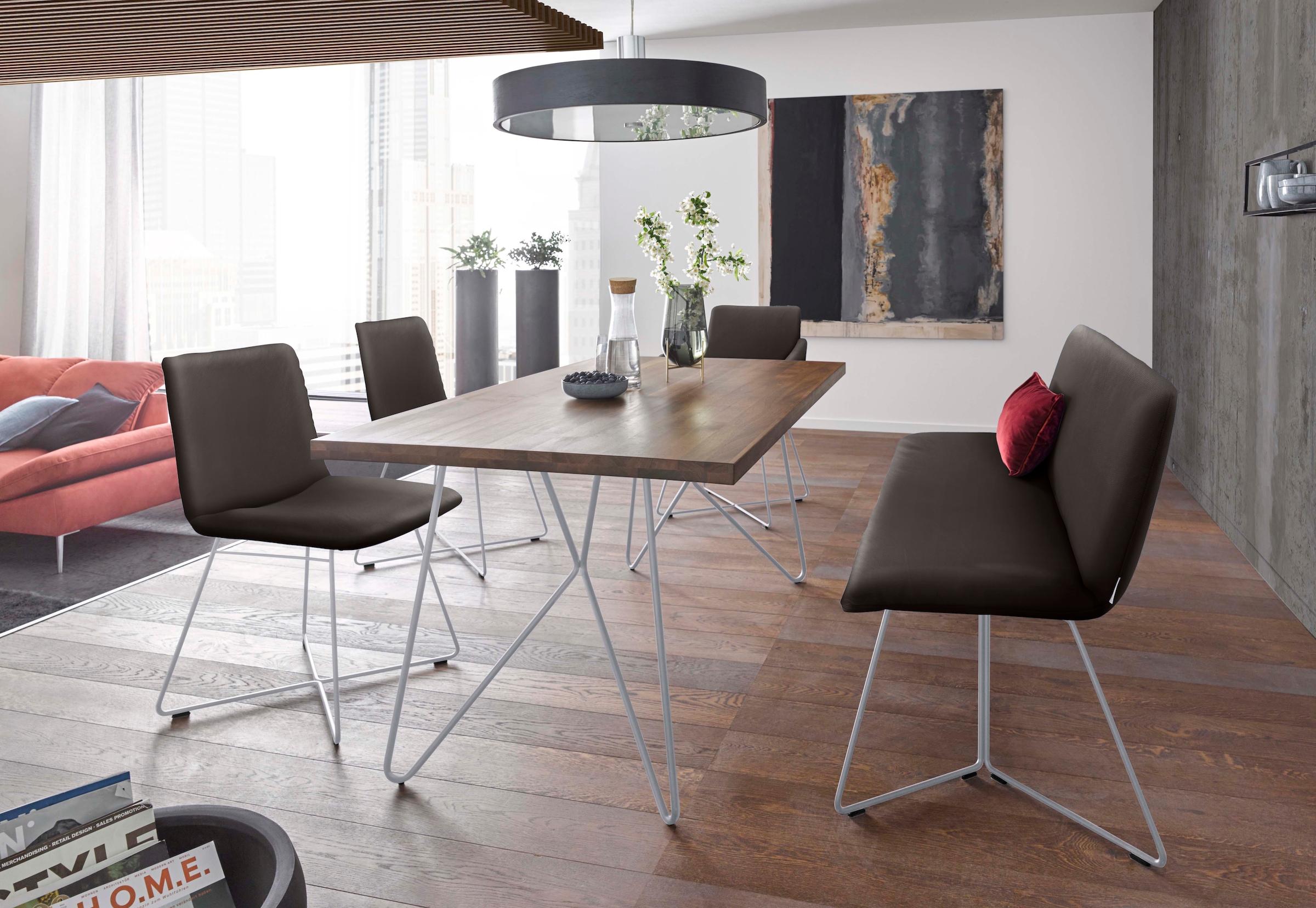 W.SCHILLIG Polsterstuhl »jakob«, Longlife Xtra-Leder Z59, mit Drahtrohrgestell in Silber matt