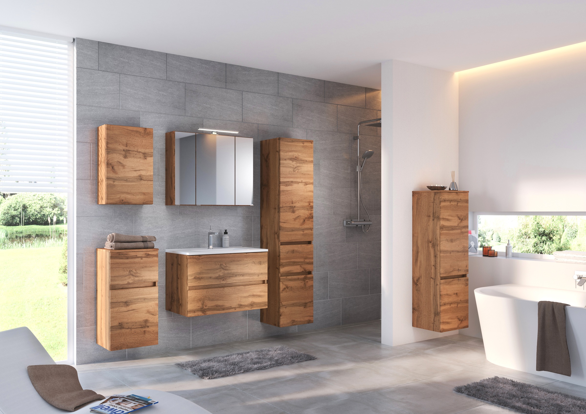 welltime Badmöbel-Set »Welltime Möbel Baabe Waschtisch-Set 3tlg. oder 5tlg. günstig online kaufen