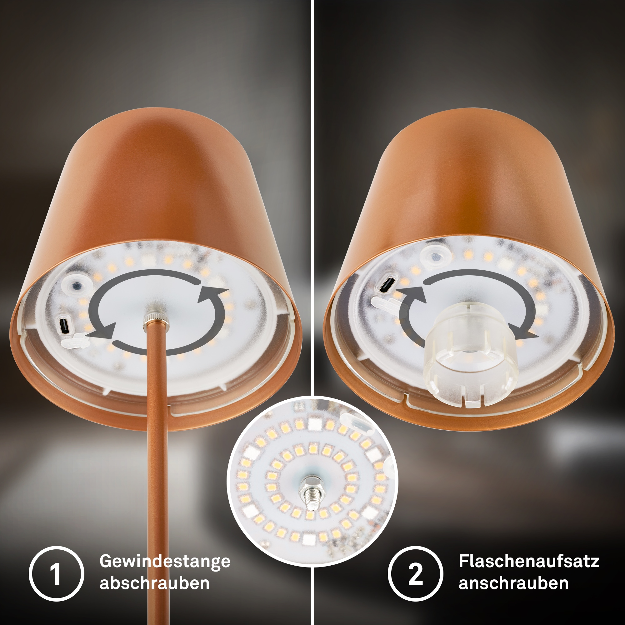 Briloner Leuchten LED Außen-Tischleuchte »RGB/W Akku Tischleuchte, IP44, 2,5W, inkl. Flaschenhalter«