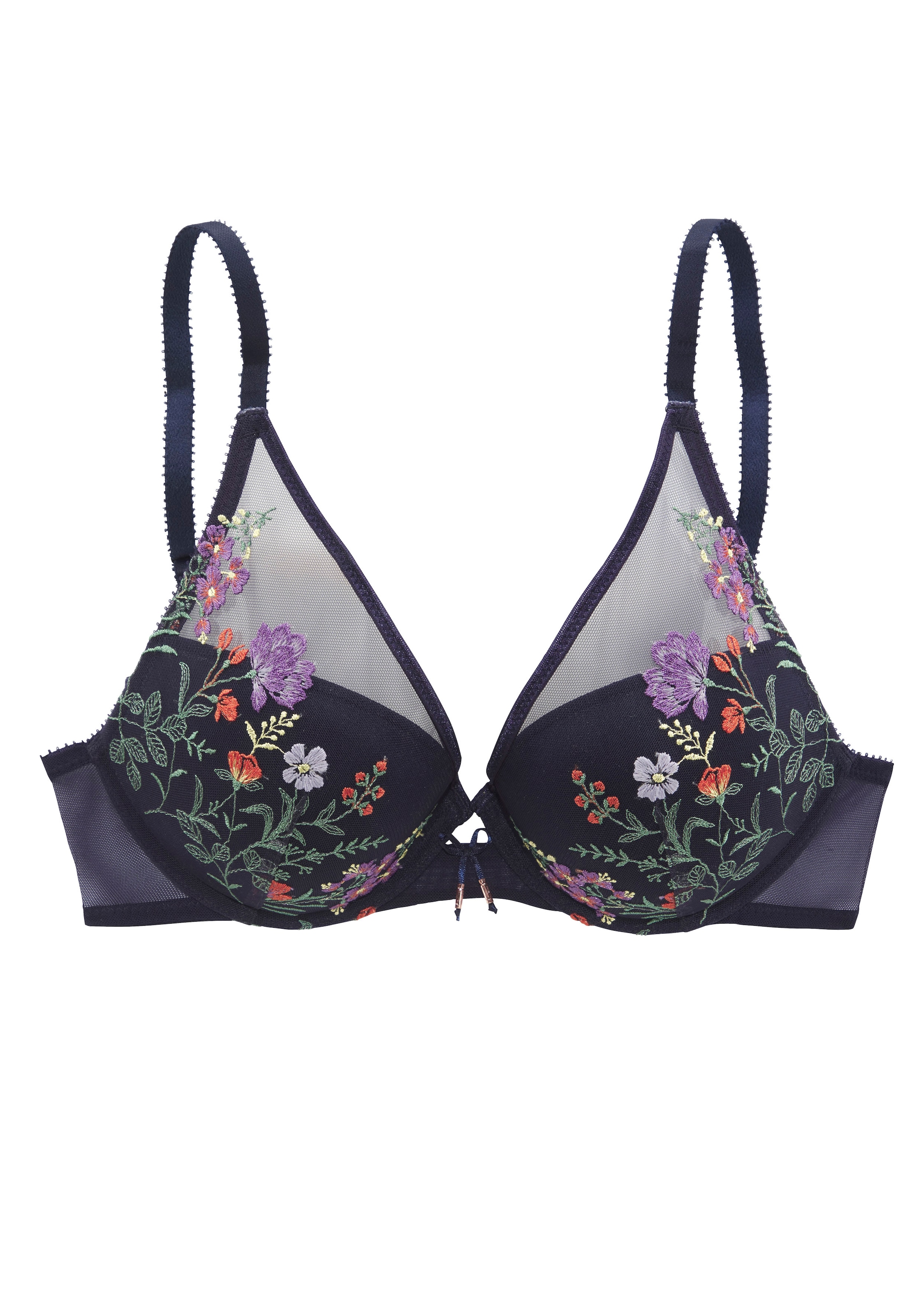LASCANA Push-up-BH mit bunten Blumen aus Stickereispitze, im High-Apex Design, Dessous