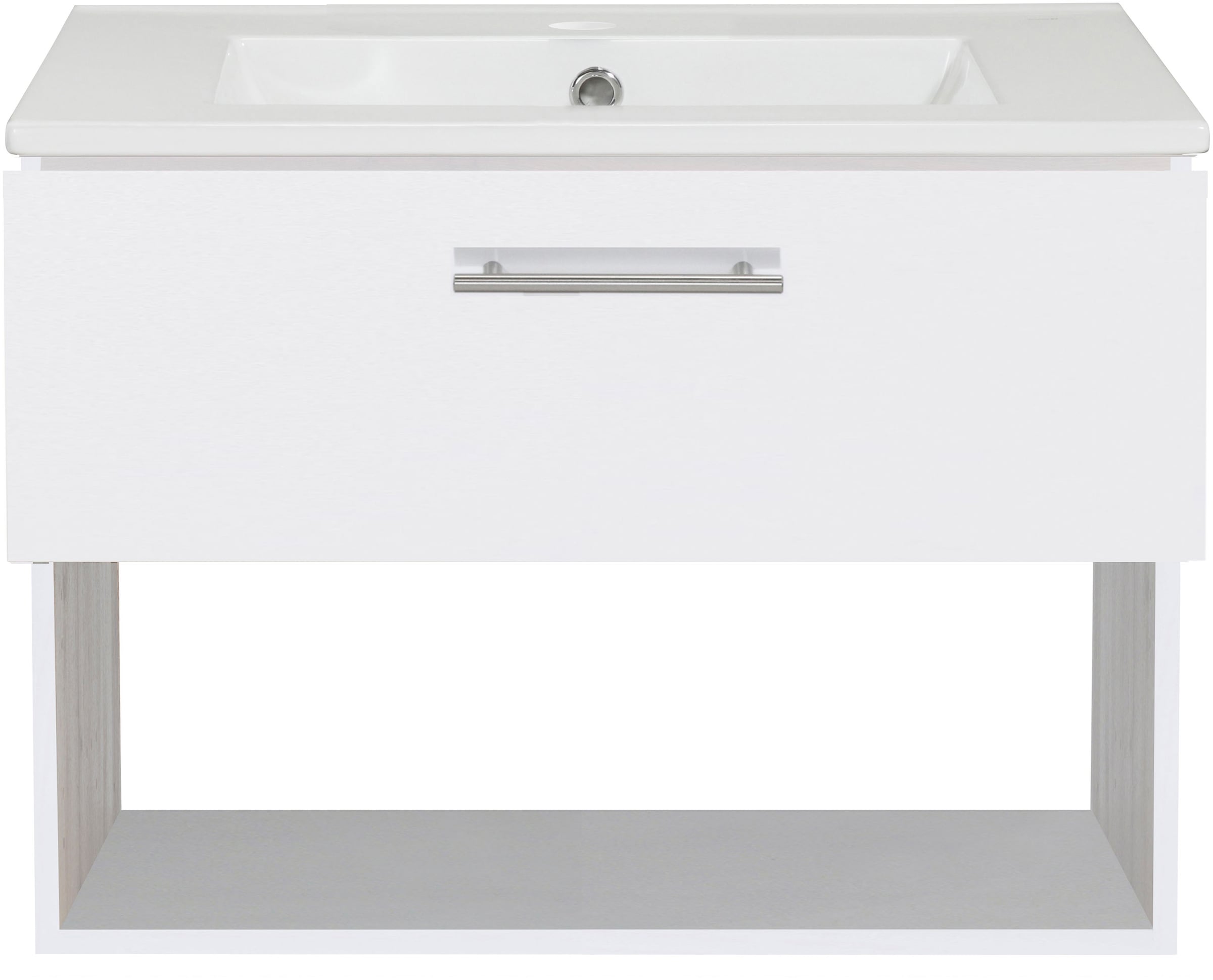 welltime Waschtisch »Trento Light, 60cm, 80cm, 100cm, Keramik-Auflagebecken«, 1 Auzug und 1 offenes Fach
