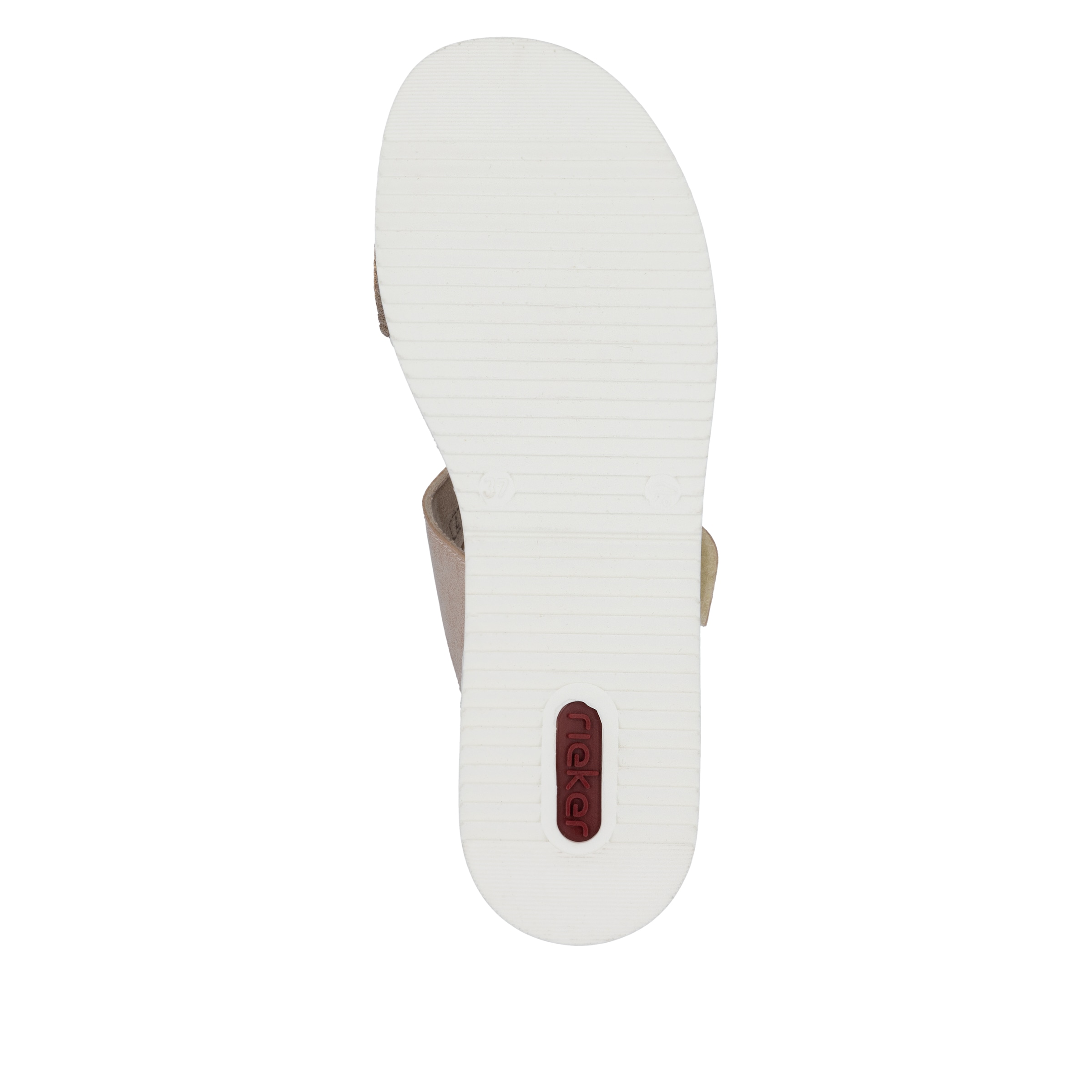 Rieker Keilpantolette  Sommerschuh, Urlaubsschuh mit Glitzersteine, Metallic-Optik