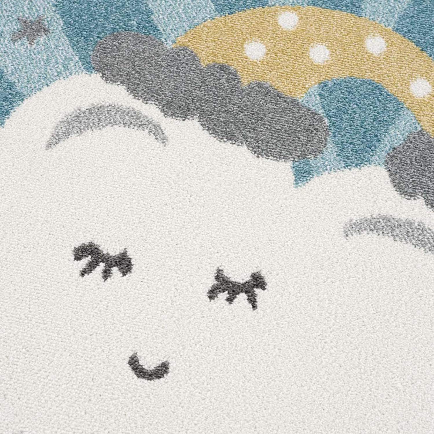 Carpet City Kinderteppich »Anime9380«, rund, Teppich Mond, Wolken, Sterne, Weicher Flor