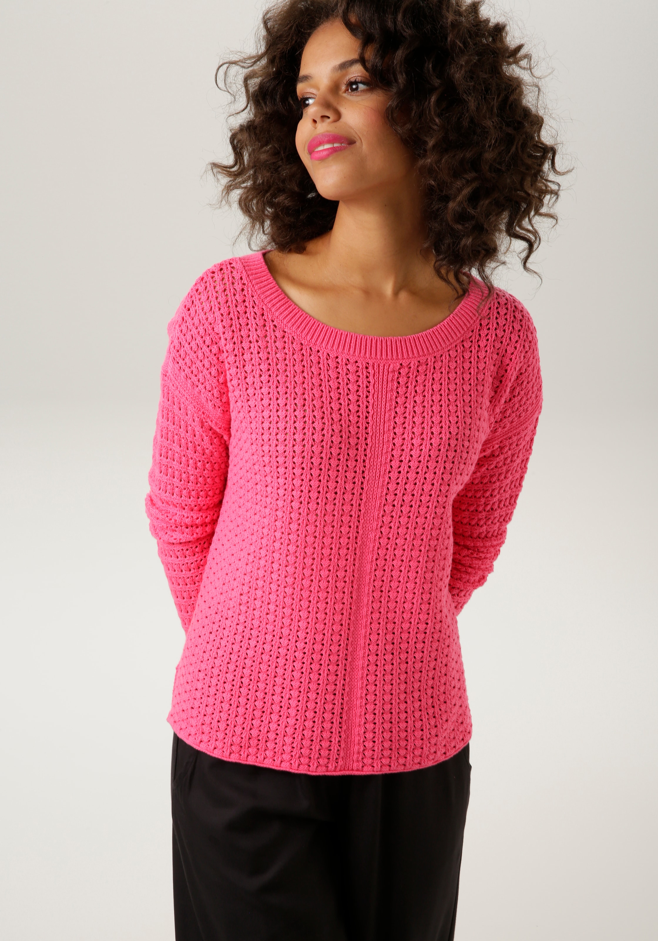 Aniston CASUAL Strickpullover, mit ausdrucksvollem Ajour-Muster - NEUE KOLLEKTION