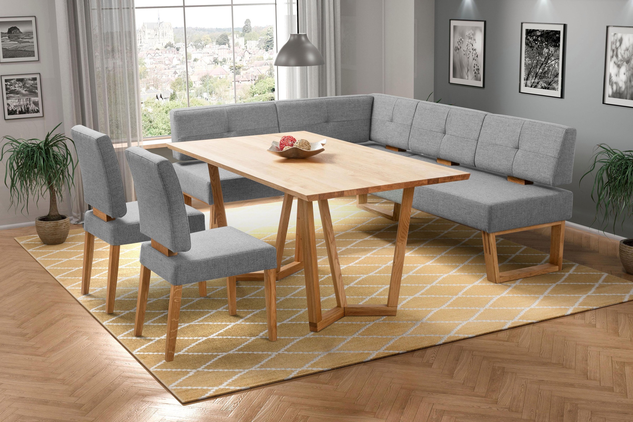 Home affaire Eckbank Ponza Polsterbank, Esszimmerbank, mit Massivholzgestel günstig online kaufen