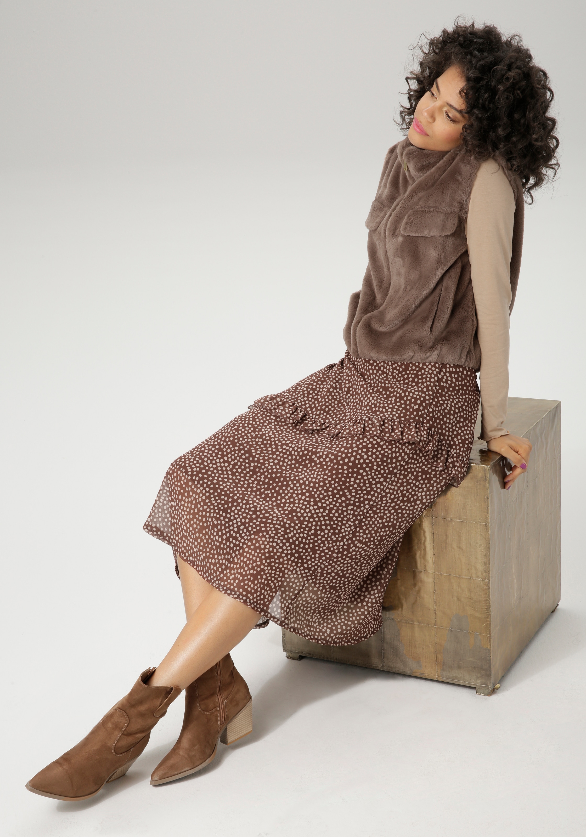 Aniston CASUAL Midirock, in asymmetrischer Al-Linien-Form - NEUE KOLLEKTION