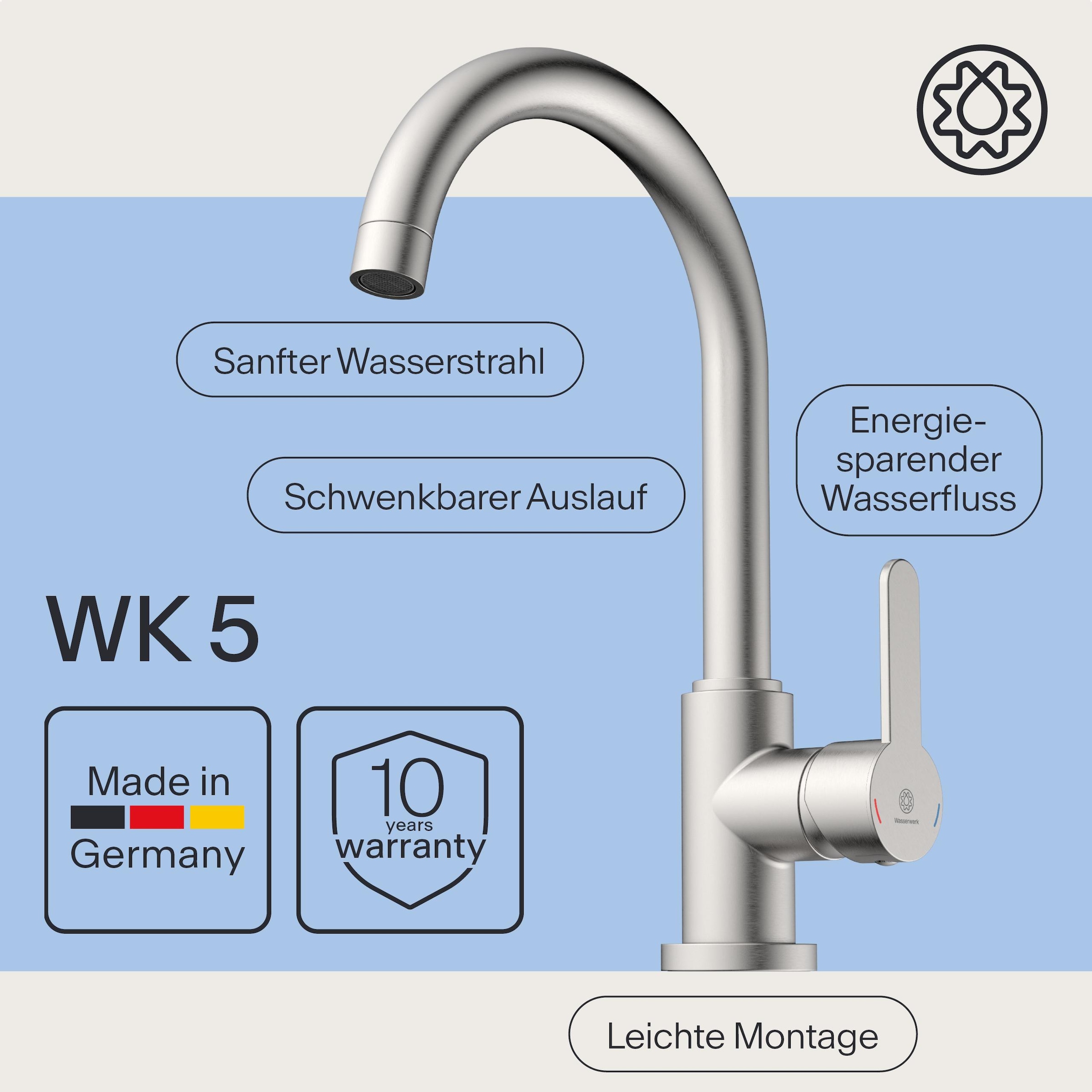 WASSERWERK Spültischarmatur »WK 5, Wasserhahn, Küche, Einhebelmischer«