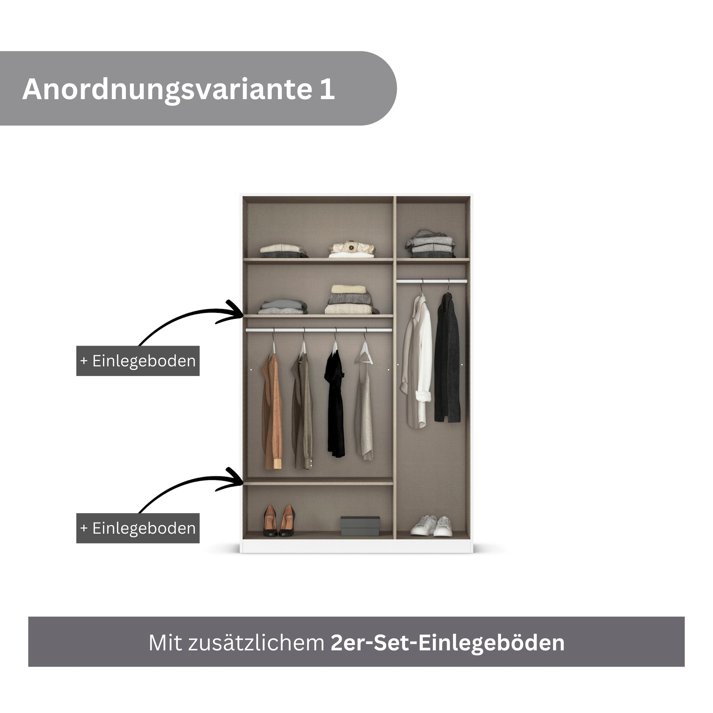 rauch Drehtürenschrank »Kleiderschrank Schrank Garderobe AGORDO TOPSELLER Schlafzimmer«, (in zwei Griff-Farben mit Dekor- oder Hochglanzfront), durchdachte Innenausstattung, in 6 Breiten und 2 Höhen MADE IN GERMANY