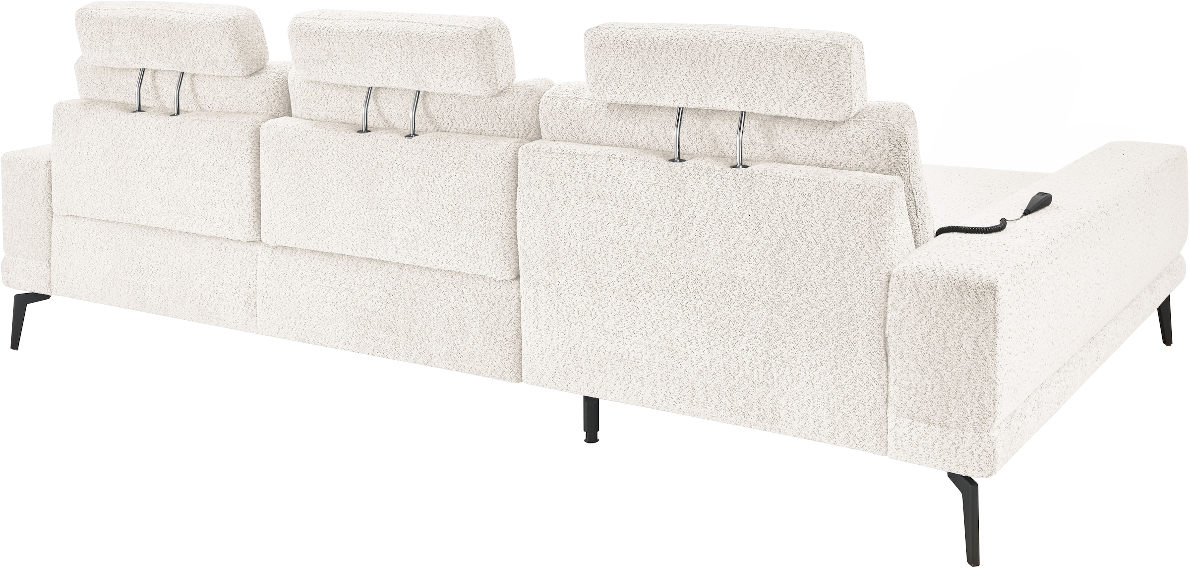 set one by Musterring Ecksofa »SO 3600, inkl motor. Sitztiefenverstellung, Kopfstützen, Nierenkissen«, Sitzhöhe 44 cm, Kaltschaum, Breite 293 x Tiefe 180 cm, Kama natur