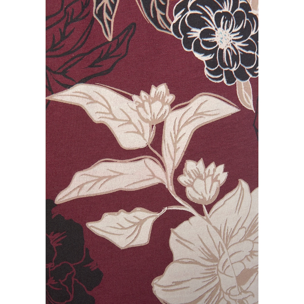 s.Oliver Pyjama, (2 tlg., 1 Stück), im Blumen-Dessin mit Streifen-Details