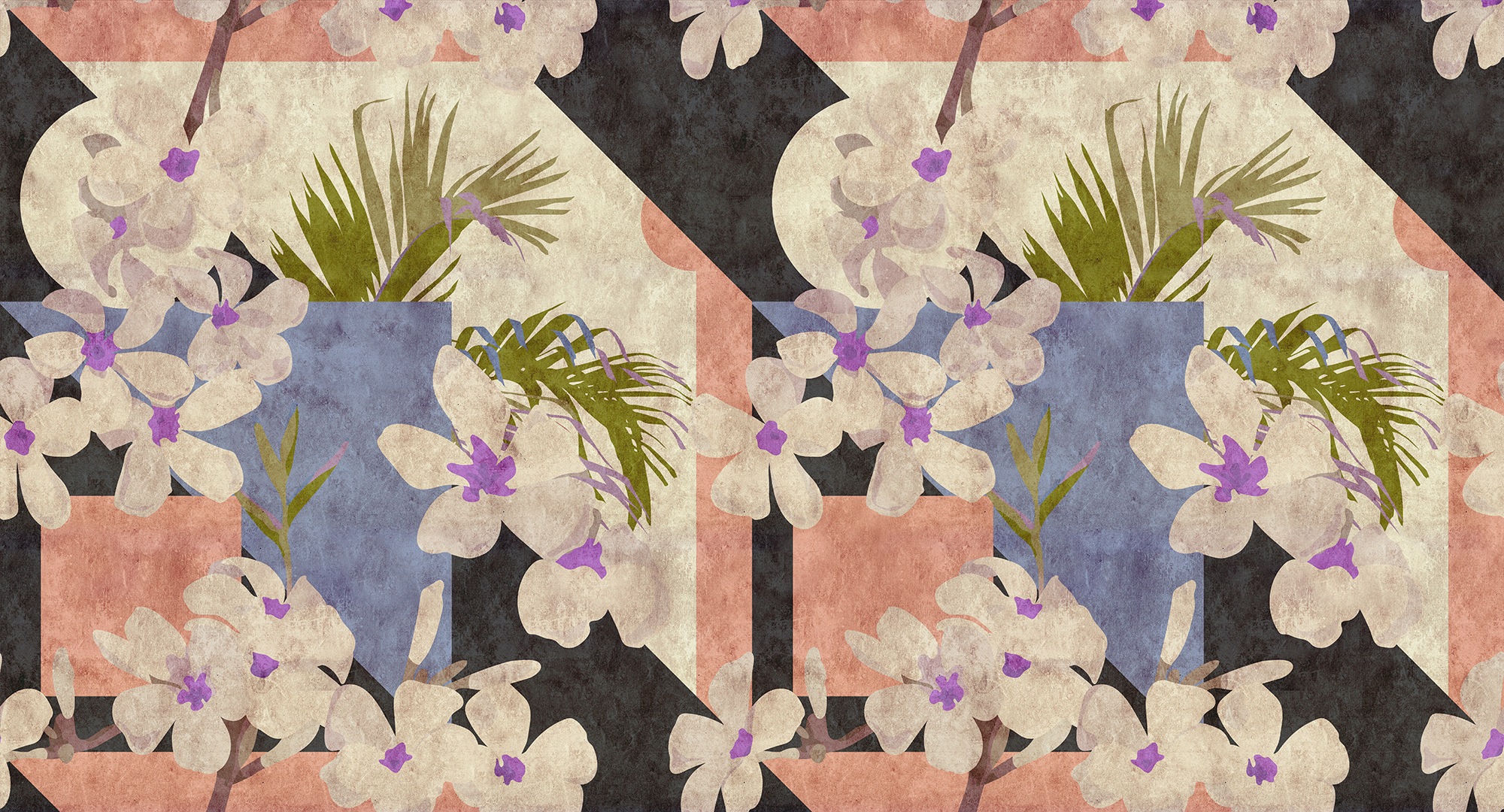 LIVING WALLS Fototapete »Walls by Patel Vintage Bloom 2« glatt Vlies, Wand, Schräge bunt B/L: 5 m m x 2,7 m m