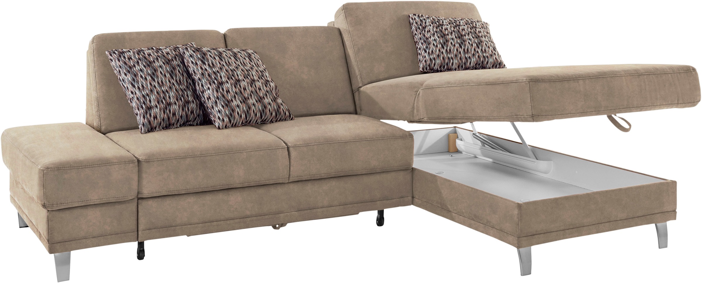 sit&more Ecksofa »Clio L-Form«, wahlweise mit Bettfunktion oder Vorziehsitz und Bettkasten, Federkern
