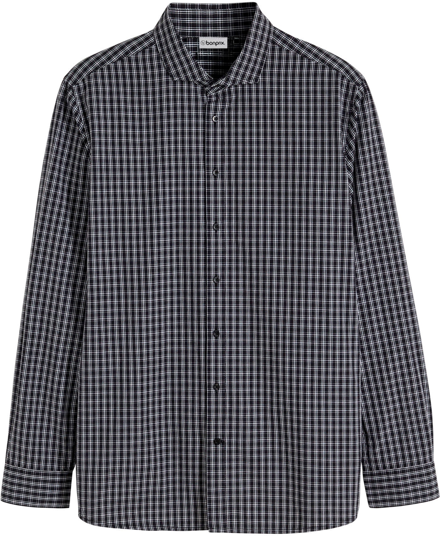 bonprix Businesshemd Regular Fit, aus Baumwolle, mehrfarbiges Karomuster, Haifischkragen