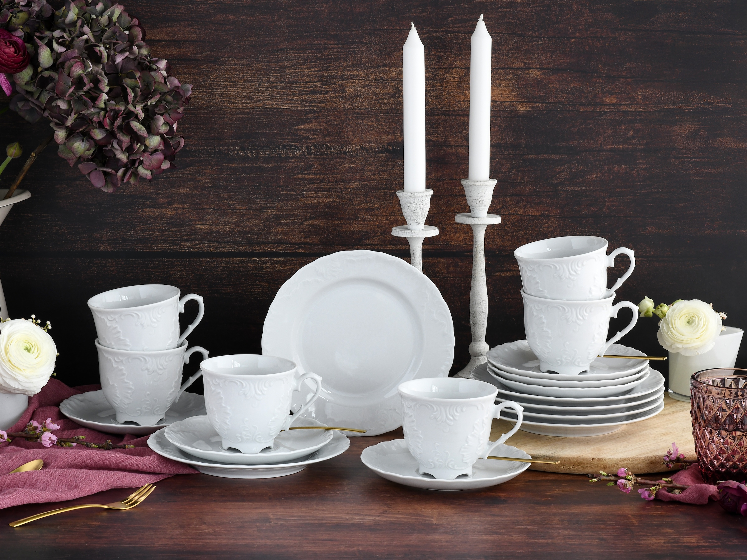 CreaTable Kaffeeservice »Rokoko, Service 18-tlg.« Daily Use, Zeitlos