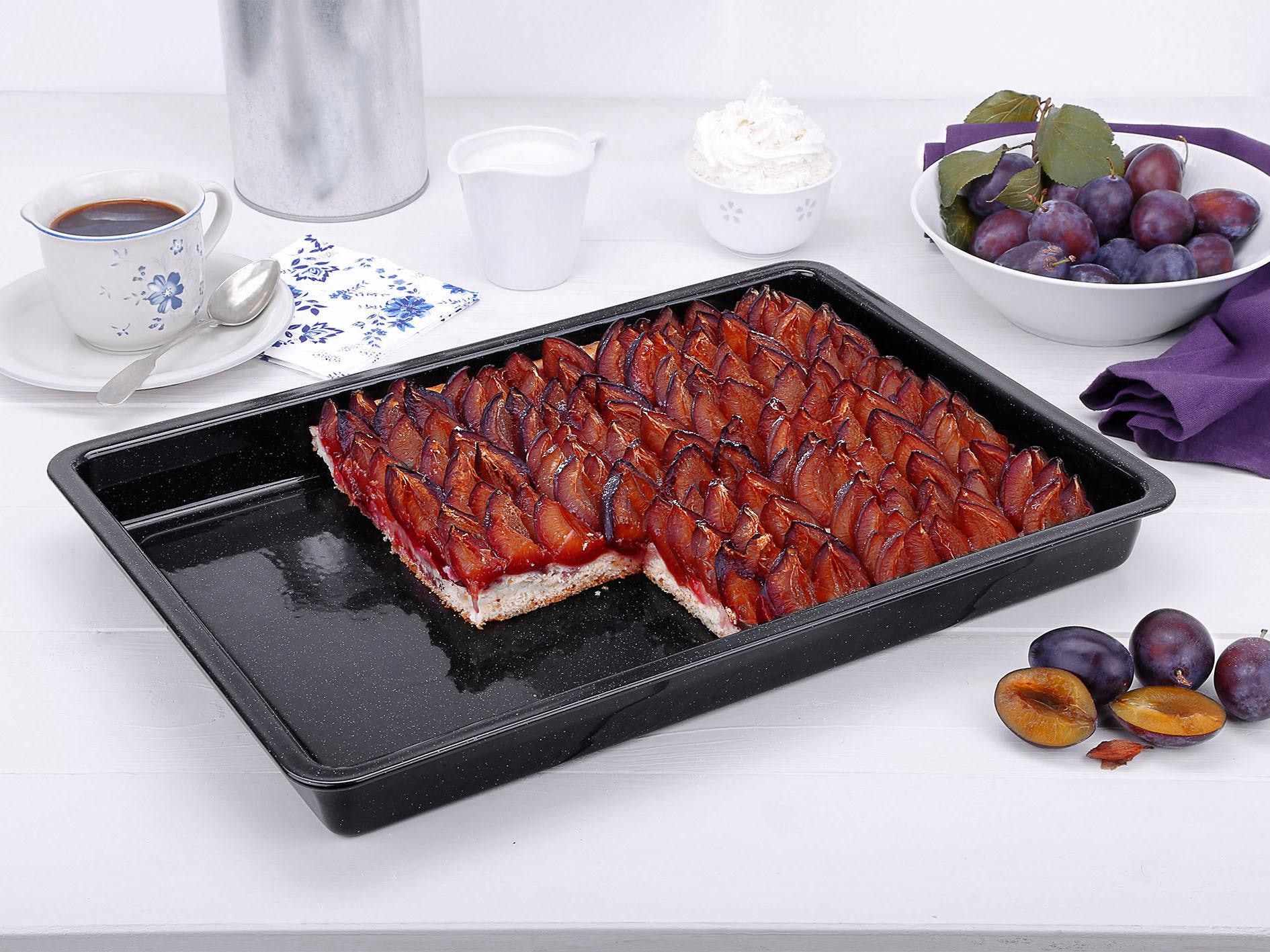 CHG Backblech »Emaille - inkl. Backbuch«, Emaille-Stahlblech, (Set, 2 St., 1x Backblech + 1x Backbuch), Backbuch mit tollen Rezeptideen, Made in Germany