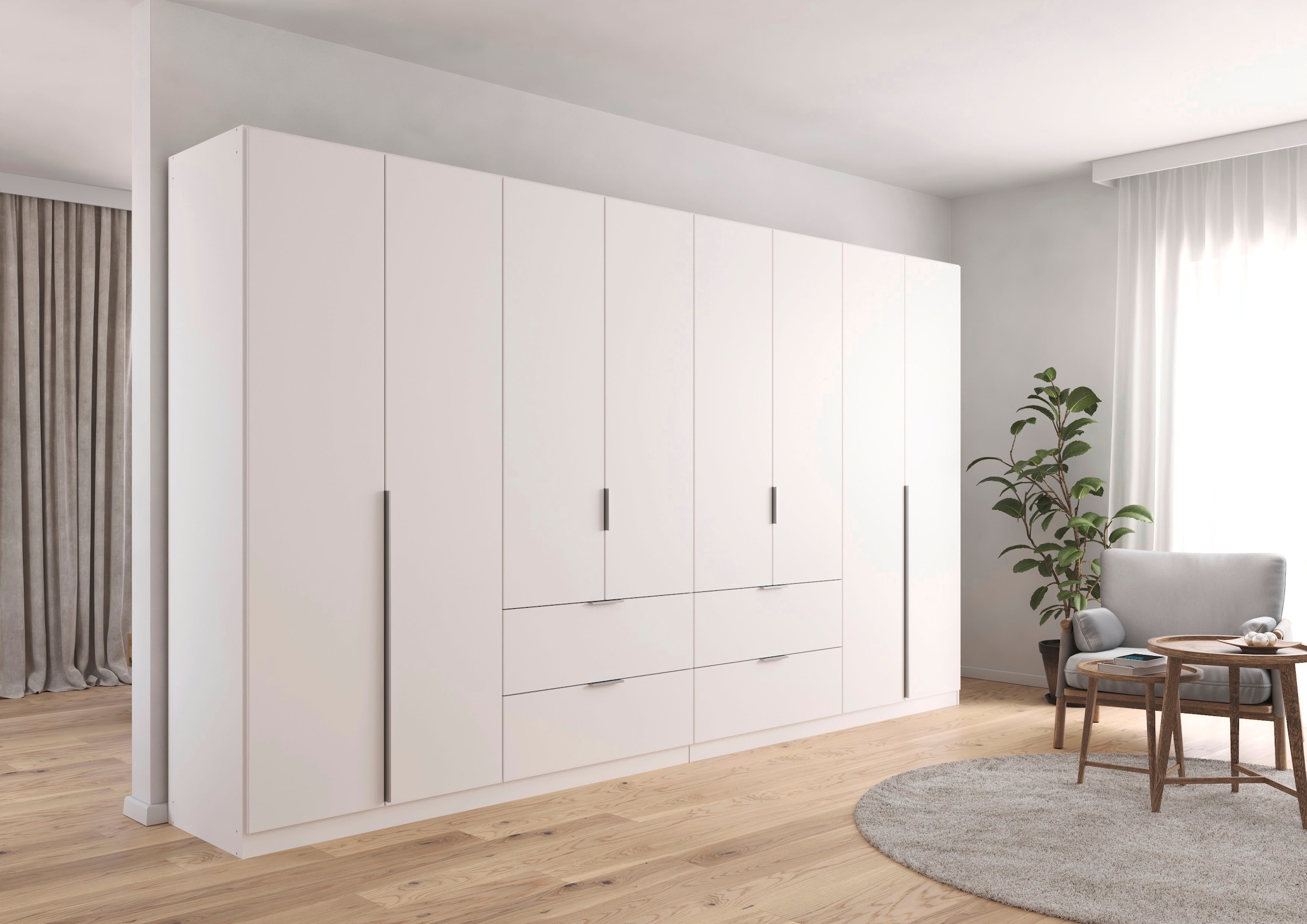 OTTO home Drehtürenschrank »Kleiderschrank Schrank Garderobe AGORDO mit Dekor- oder Hochglanzfront« in zwei Griff-Farben, Breite 360 cm,  mit Außenschubkästen, Serie in 7 Breiten und 2 Höhen MADE IN GERMANY
