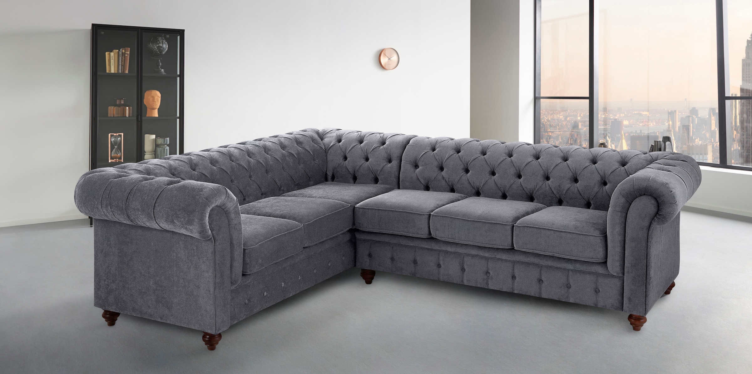 Home affaire Chesterfield-Sofa »Chesterfield Ecksofa, auch in Leder L-Form«, hochwertige Knopfheftung, langer Schenkel links oder rechts wählbar