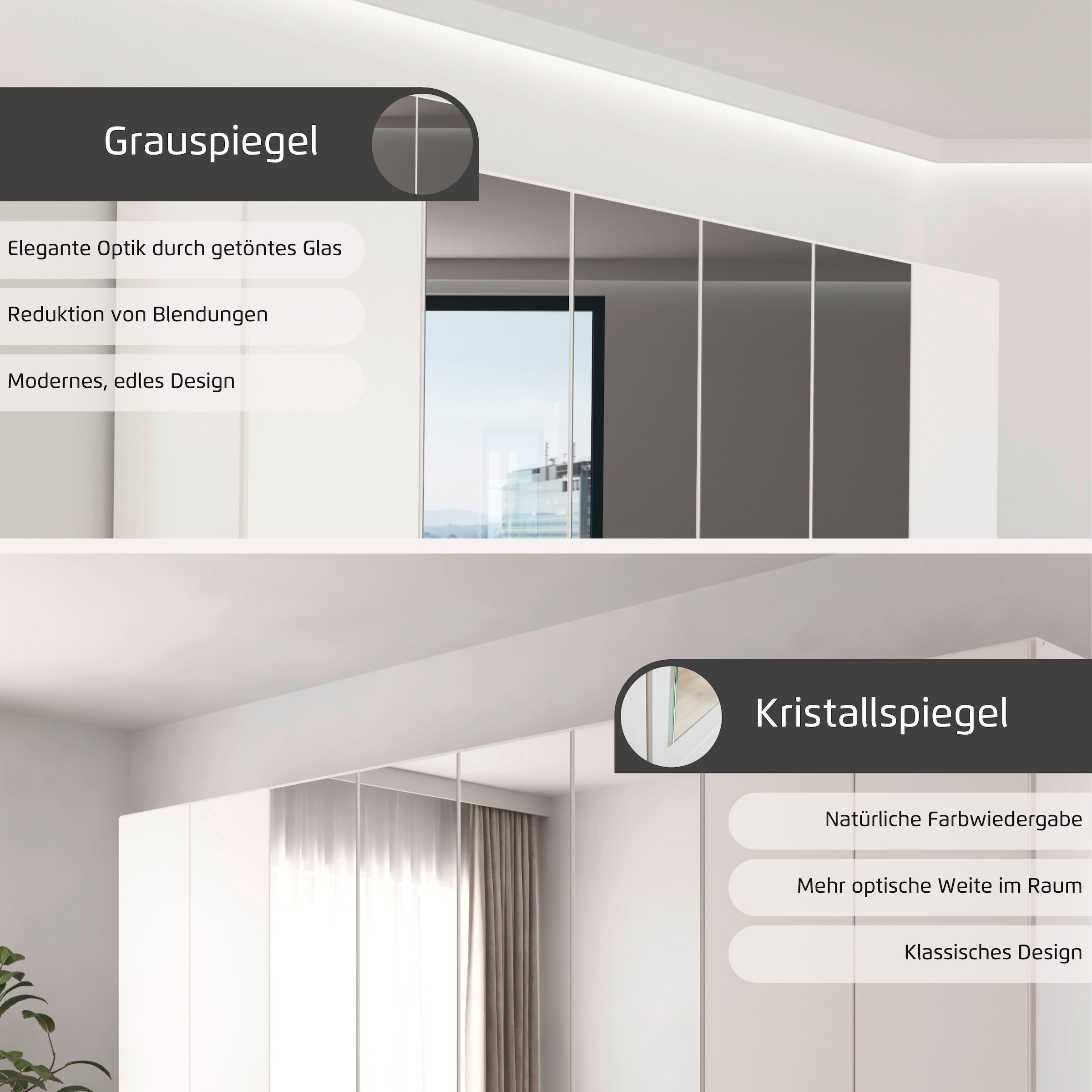 INOSIGN BY RAUCH Drehtürenschrank »Schlafzimmerschrank BESTSELLER Kleiderschrank Schrank Garderobe FERRIS« In 3 Ausführungen BASIC/CLASSIC/PREMIUM, in Breiten 136/181/226/271 cm,  Mitteltüren mit hochwertigem Grauspiegel MADE IN GERMANY