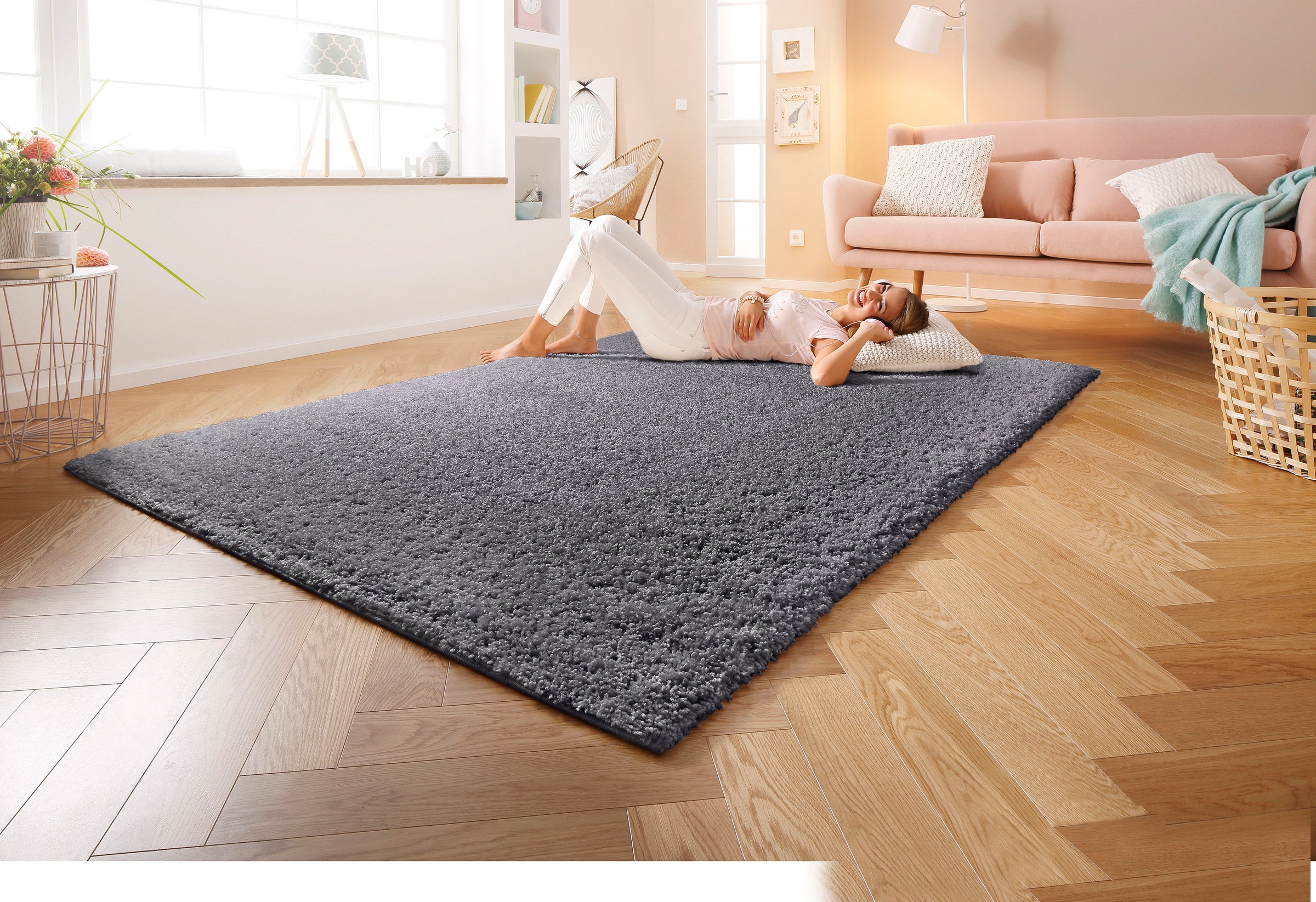 Bild von Home affaire Hochflor-Teppich »Shaggy 30«, rechteckig, Teppich, Uni Farben, besonders weich und kuschelig