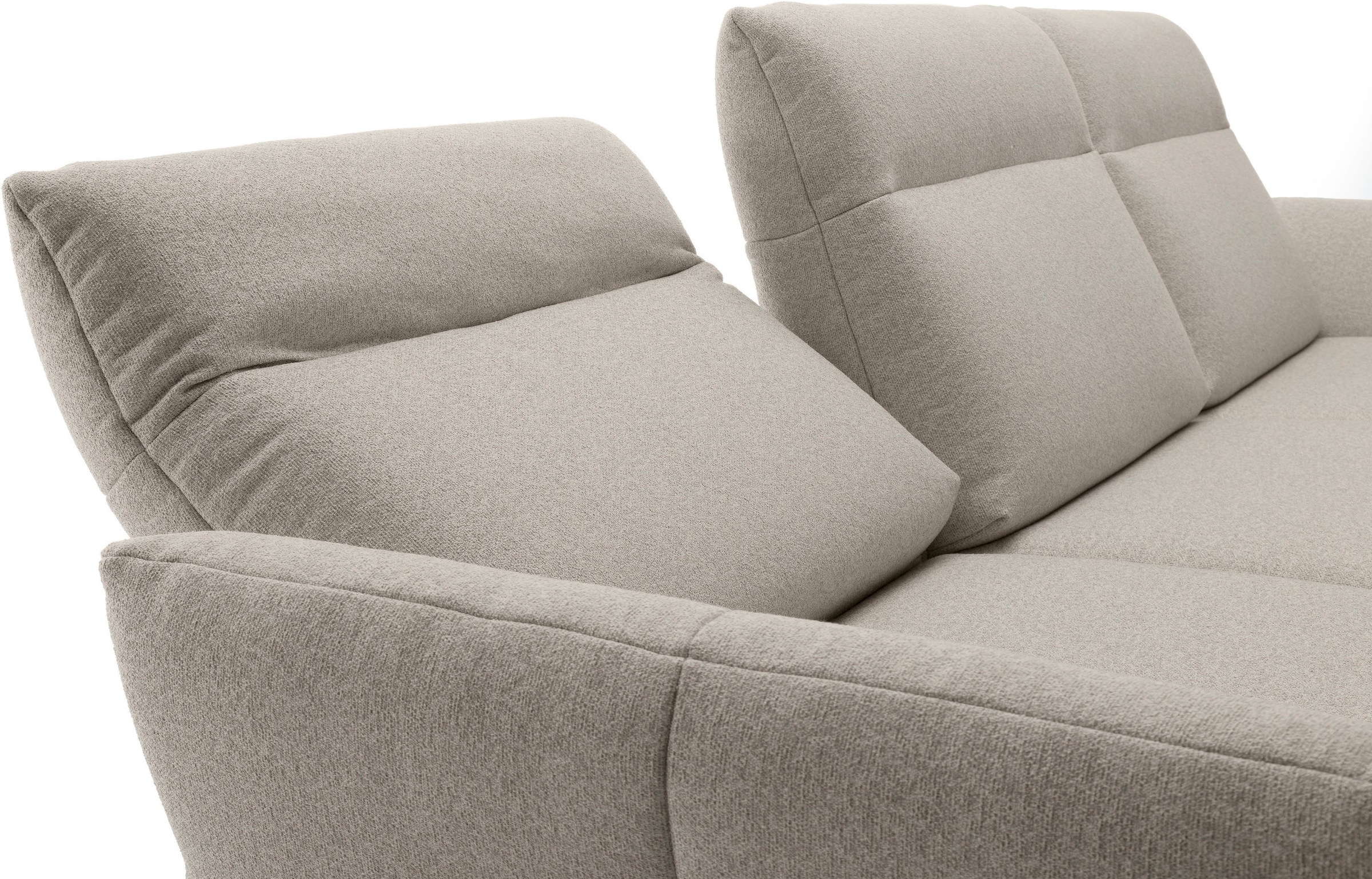 Creation BY ROLF BENZ Ecksofa »CR.460«, Sockel in Eiche, Winkelfüße in Umbragrau, Breite 338 cm