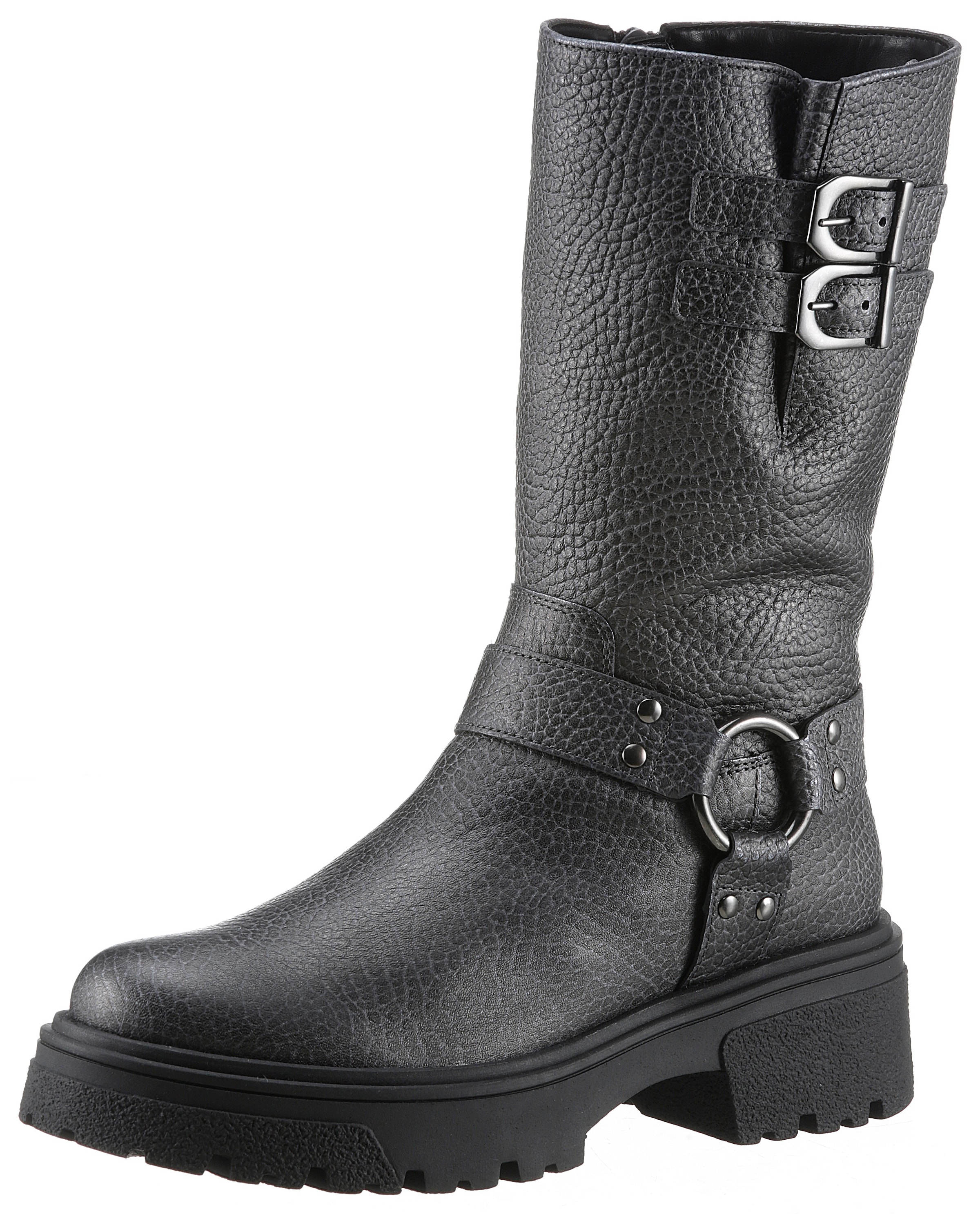 Bikerboots, Blockabsatz, Plateau, Stiefelette, Kurzstiefel mit Best Fitting