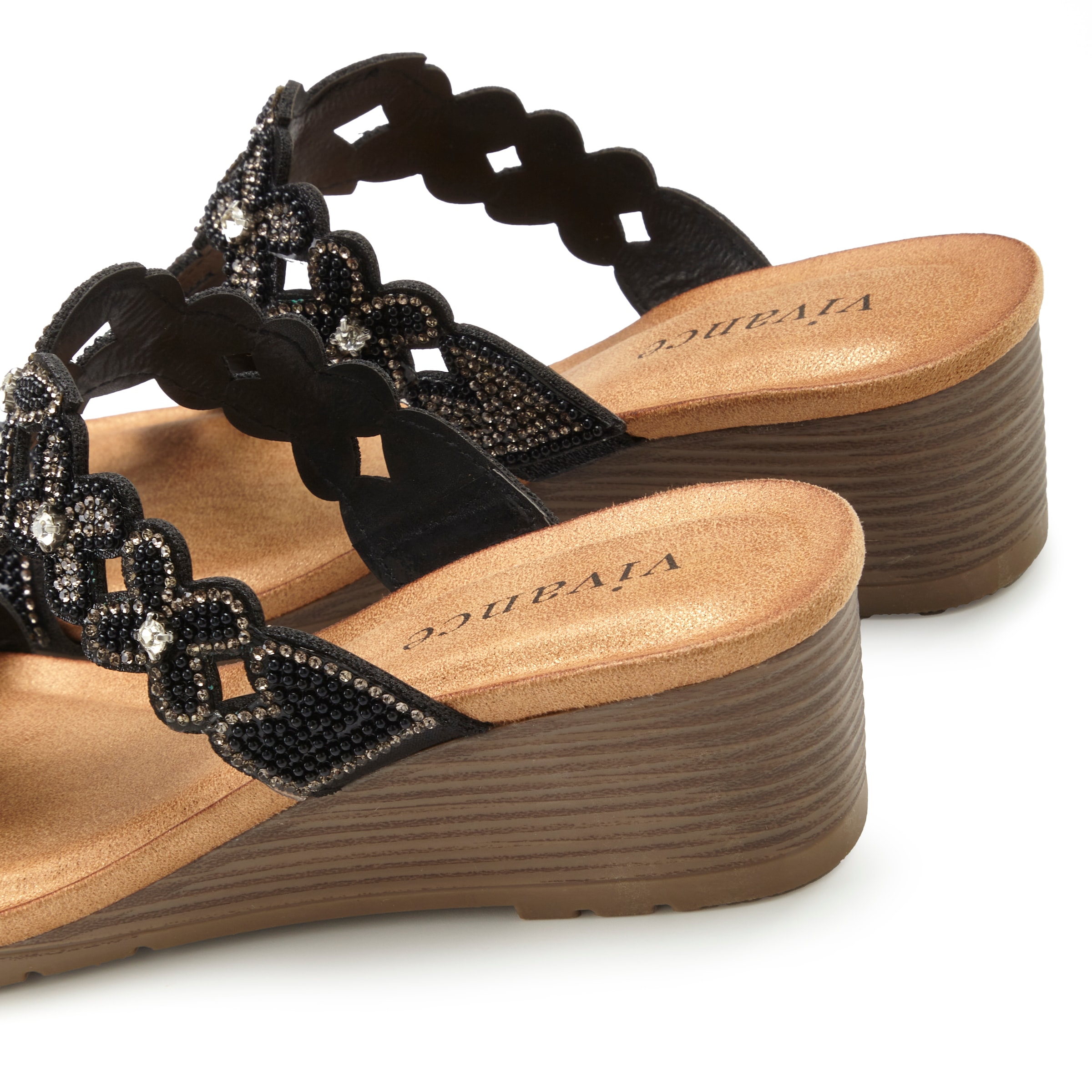 Vivance Pantolette »Mule, Sommerschuh, Sandale,«  mit Keilabsatz und modischen Glitzerdetails