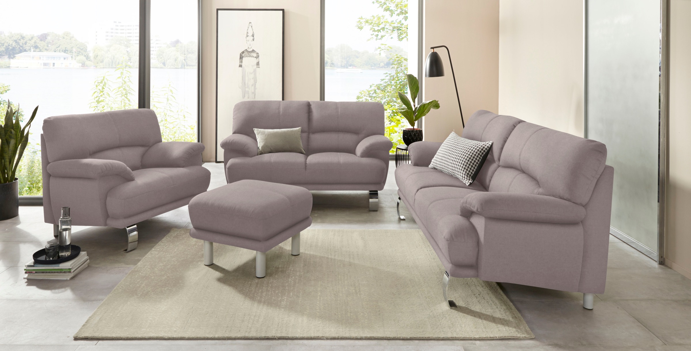 TRENDMANUFAKTUR 3-Sitzer »Cecilia II, mit italienischem Design, tollen Details« mit tollem Sitzkomfort und Designfuß