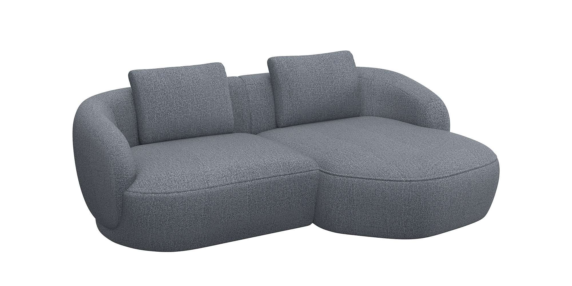 FLEXLUX Wohnlandschaft »Torino, rund, L-Form, Sofa-Ecke mit Recamiere, Longchair-Sofa«, Modernes, organisches Sofa-Design, Kaltschaum, Wellenunterfederung