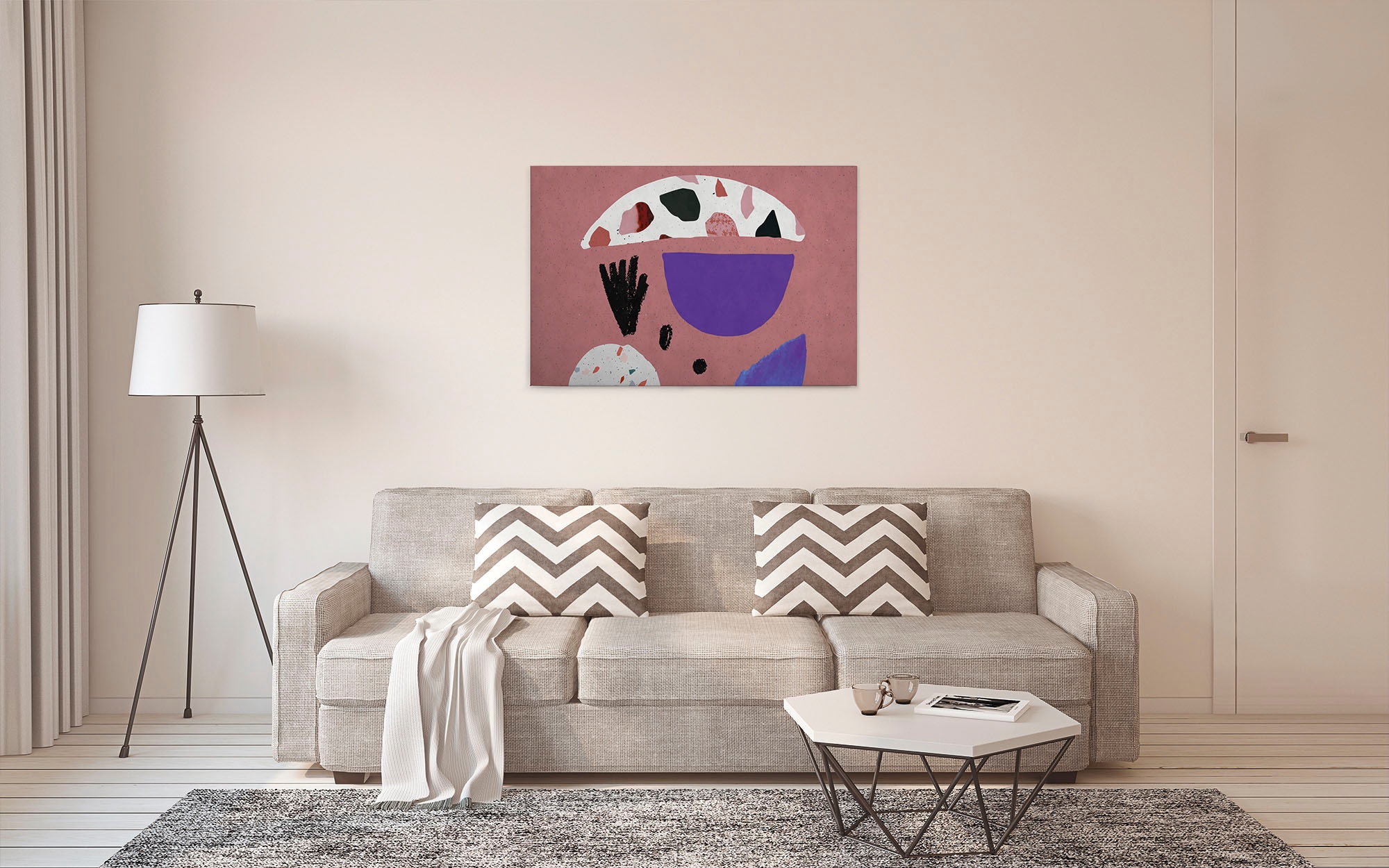 A.S. Création Leinwandbild »terrazzo 5«, Kunst-Abstrakt-Kinder, (1 St.), Keilrahmen Bild Abstrakt Bunt Rosa Leinwand-Bild Wohnzimmer modern