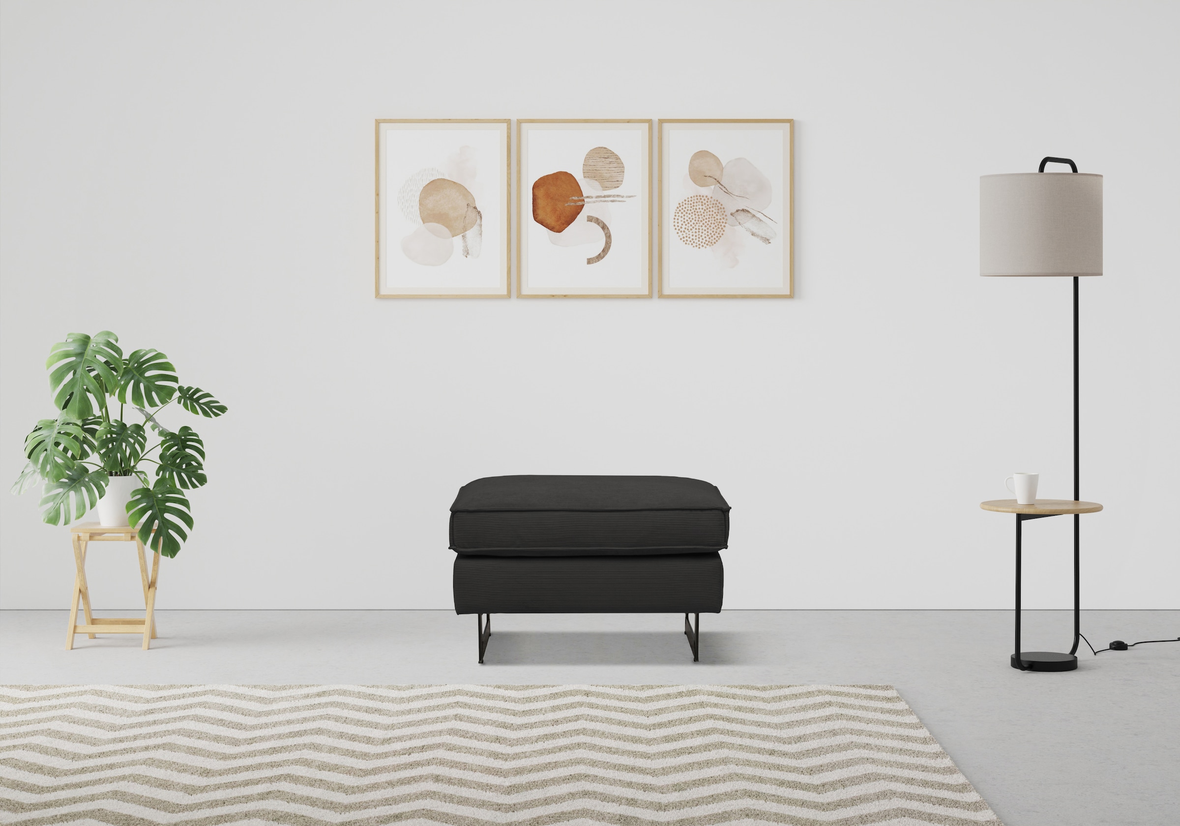 Places of Style Hocker »Pinto«, mit Keder, Metallfüßen und auch in Cord Bez günstig online kaufen