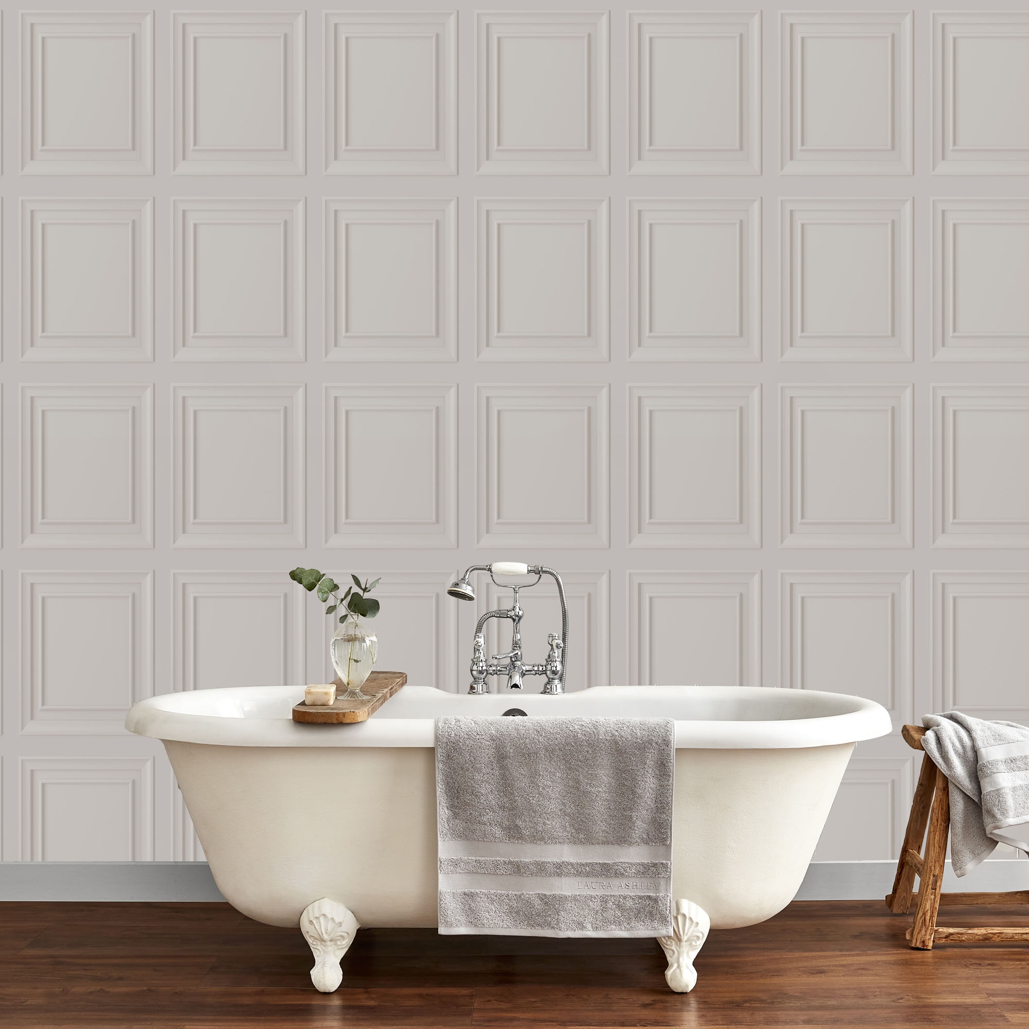 LAURA ASHLEY Vliestapete »Laura Ashley Redbrook Wood Panel Dove Grey Vliestapete«, 3D-Optik, Laura Ashley Redbrook Wood Panel Dove Grey Vliestapete