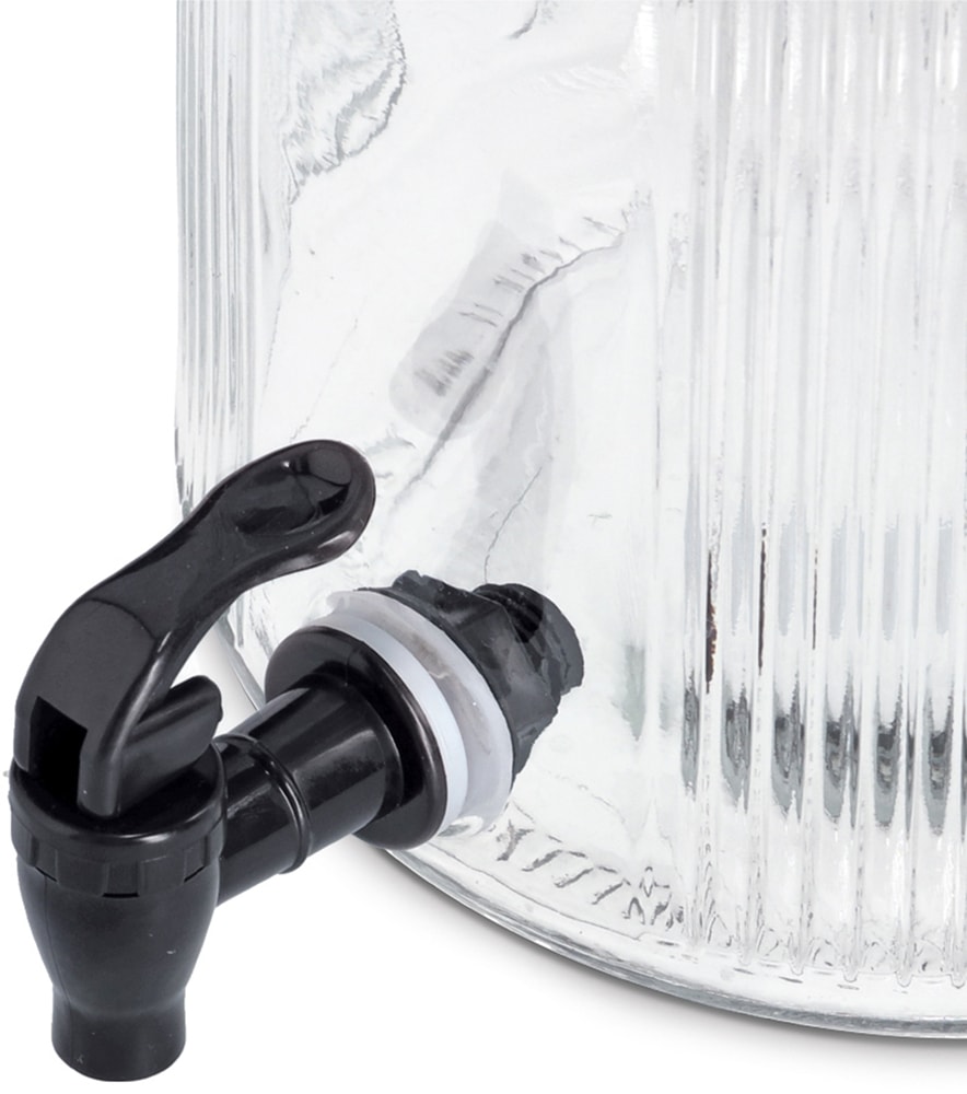 Zeller Present Getränkespender »Glas mit Zapfhahn, Glas/Metall«, vielfältig einsetzbar, 3900 ml, Riffeloptik