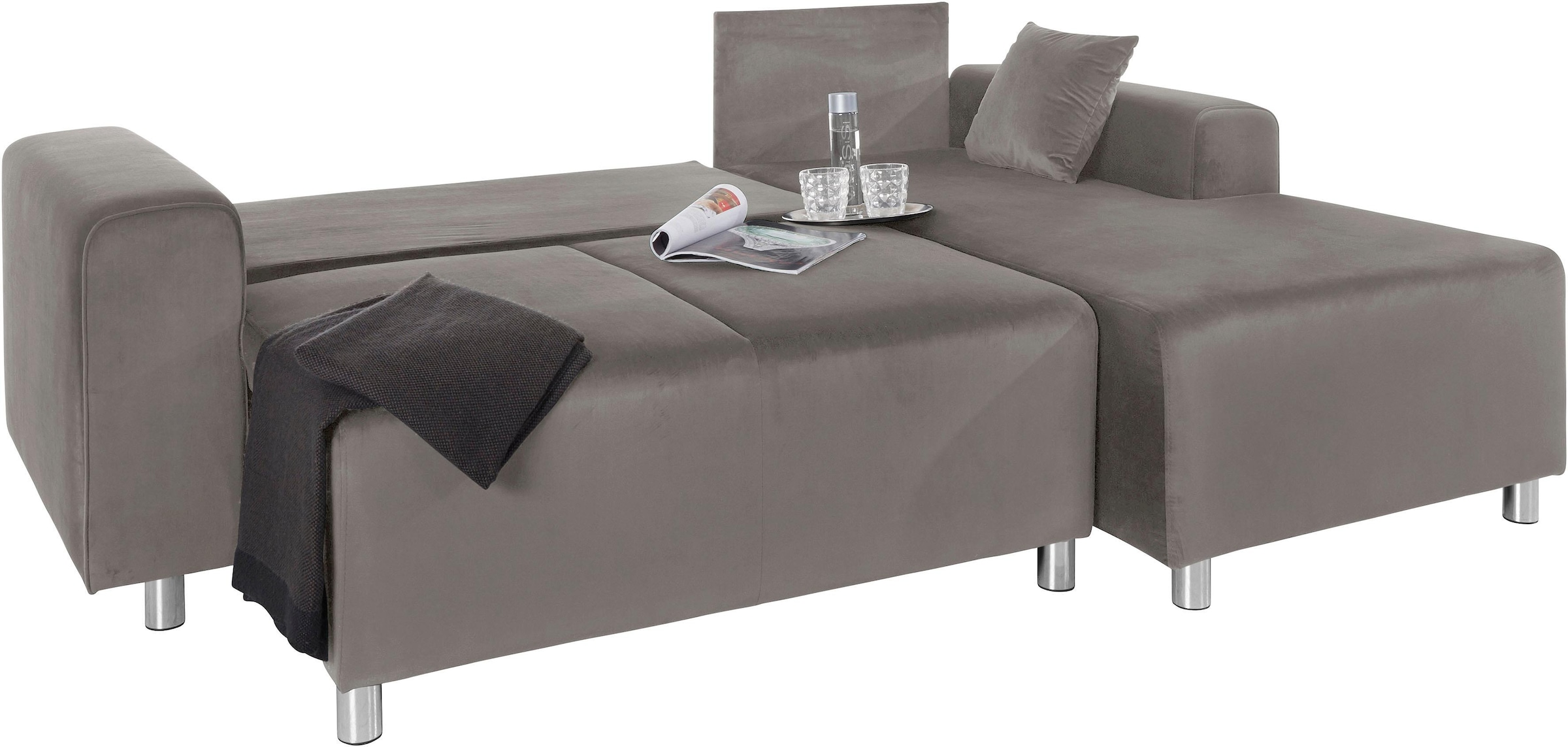 Guido Maria Kretschmer Home&Living Ecksofa »Györ«, L-Form, wahlweise mit Bettfunktion und Bettkasten incl. 2 Zierkissen
