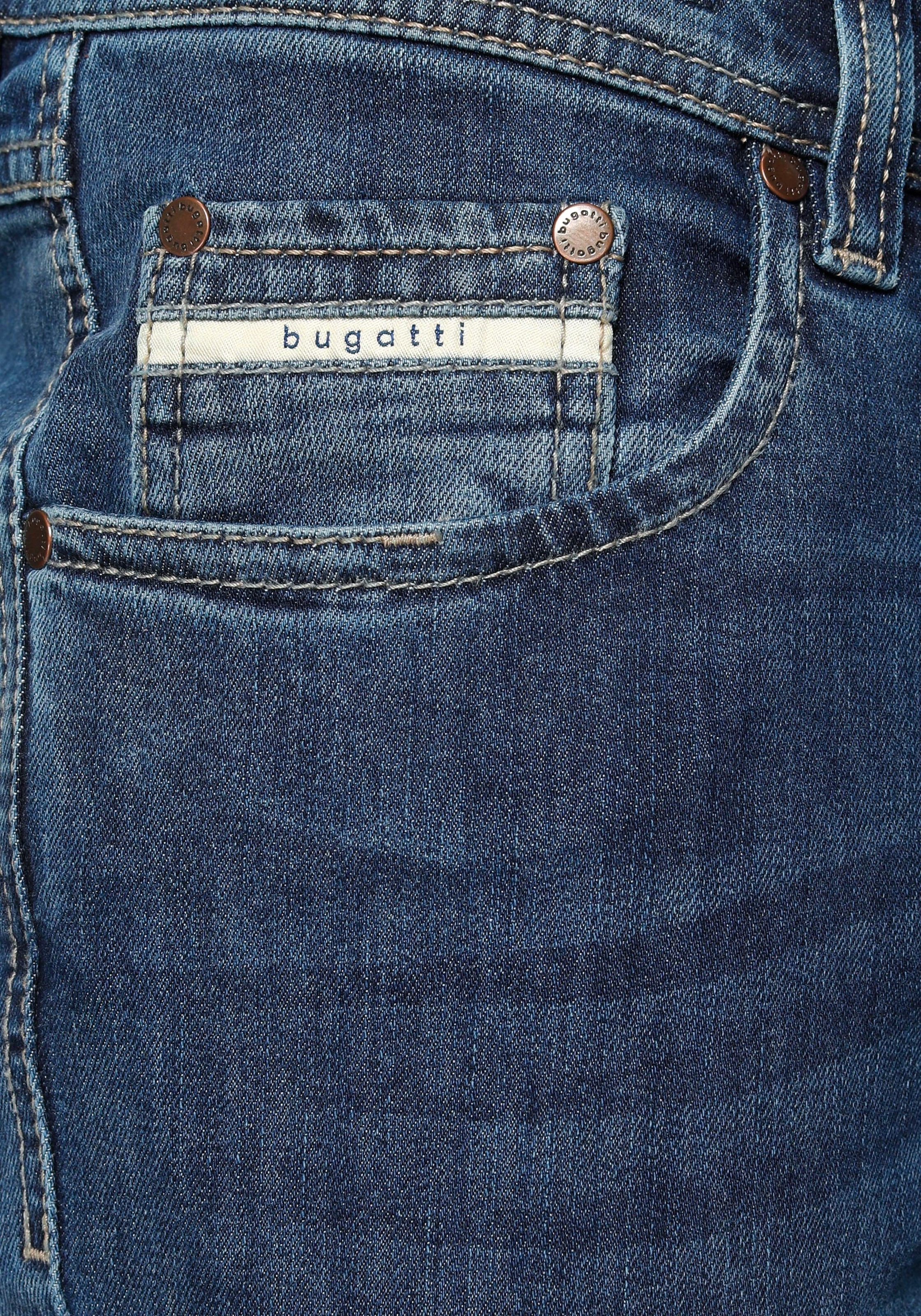 bugatti kaufen Zip-fly mit günstig Gürtelschlaufenbund 5-Pocket-Jeans,