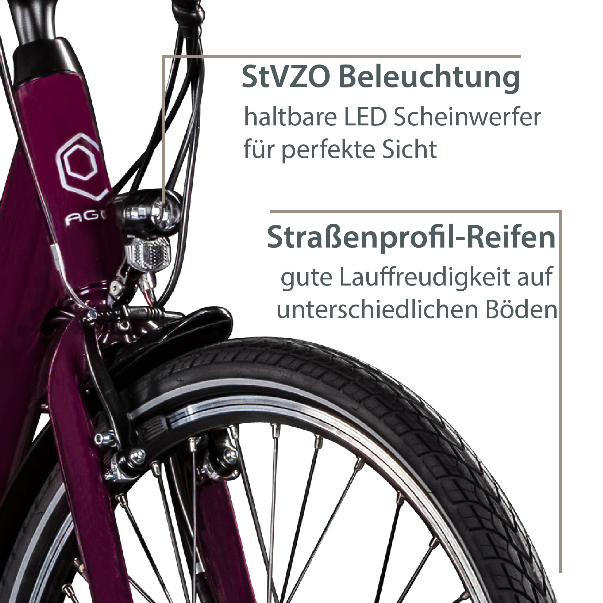 AGON E-Bike »Axis«, 3 Gang, Frontmotor 250 W, Pedelec, Elektrofahrrad für Damen u. Herren