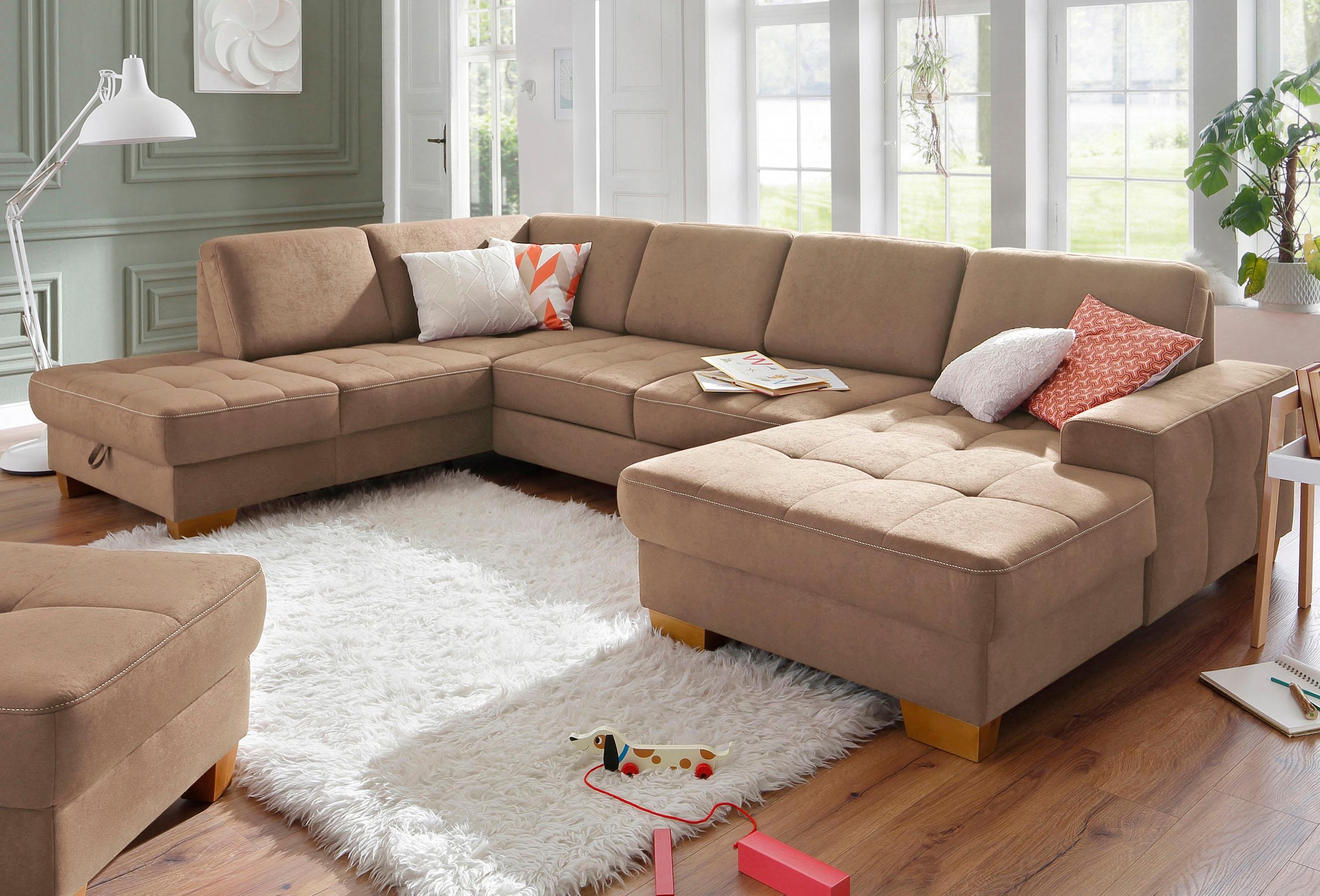 Home affaire Wohnlandschaft »Puccini U-Form«, mit Federkern, Sitztiefenvers günstig online kaufen