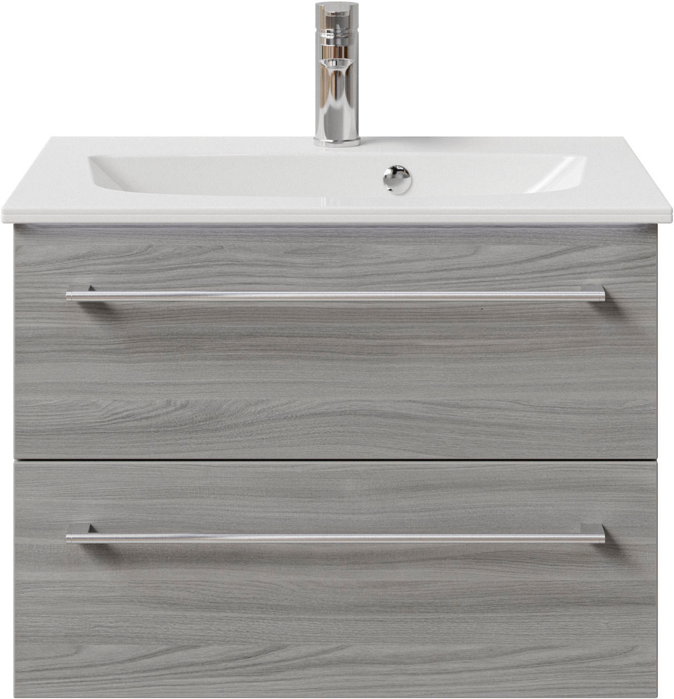 Saphir Waschtisch »Serie 6025 Mineralmarmor-Waschtisch mit Unterschrank, 67 cm breit«, Waschplatz mit 2 Schubladen, hängend, verschiedene Ausführungen