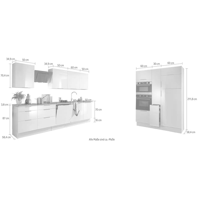 OPTIFIT Küchenzeile »Tara«, ohne E-Geräte, mit Vollauszug und Soft-Close- Funktion, Breite 430 cm auf Raten bestellen