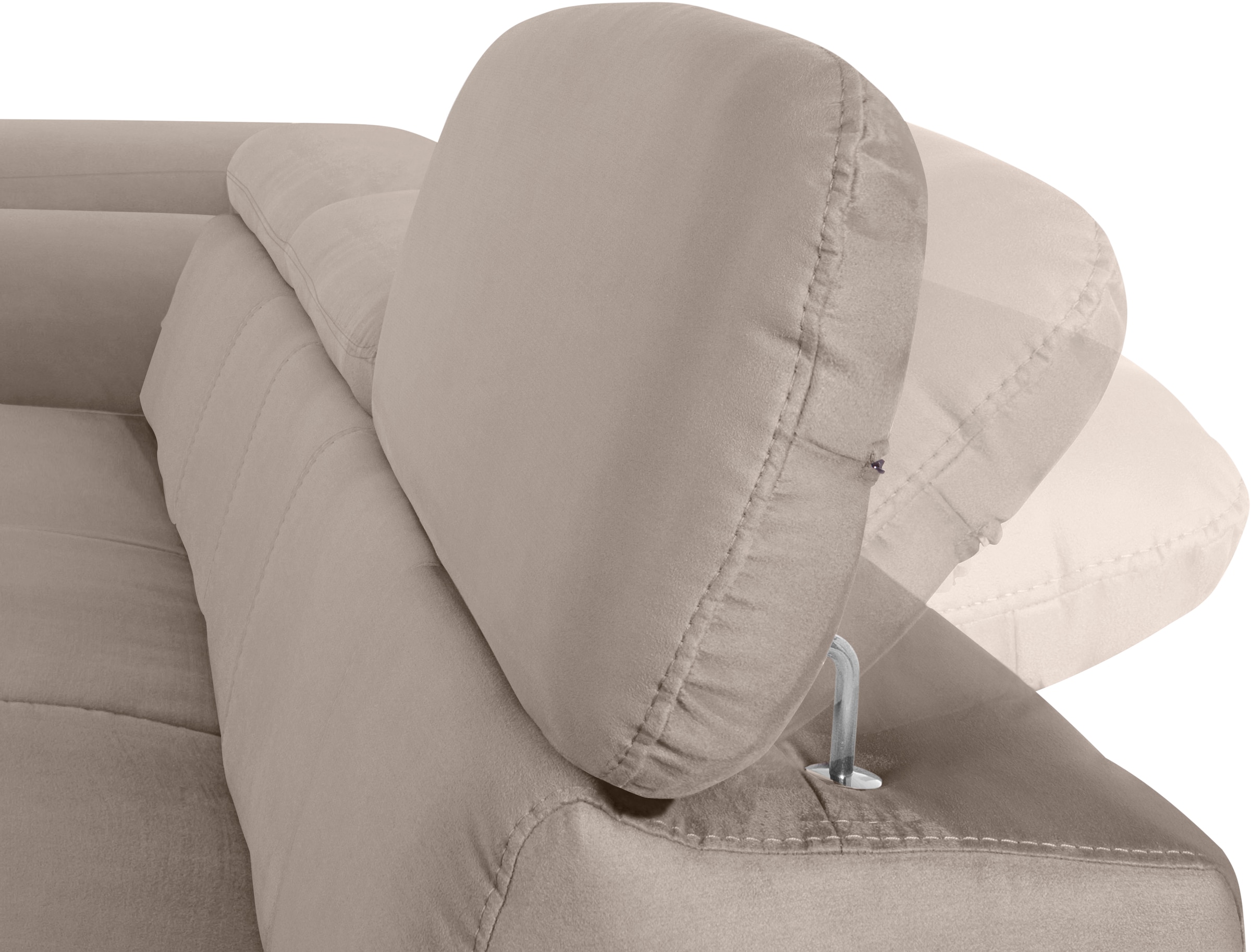 COTTA Ecksofa »Chef L-Form«, mit Kopfteilverstellung, edle Metallkufen, wahlweise mit Bettfunktion
