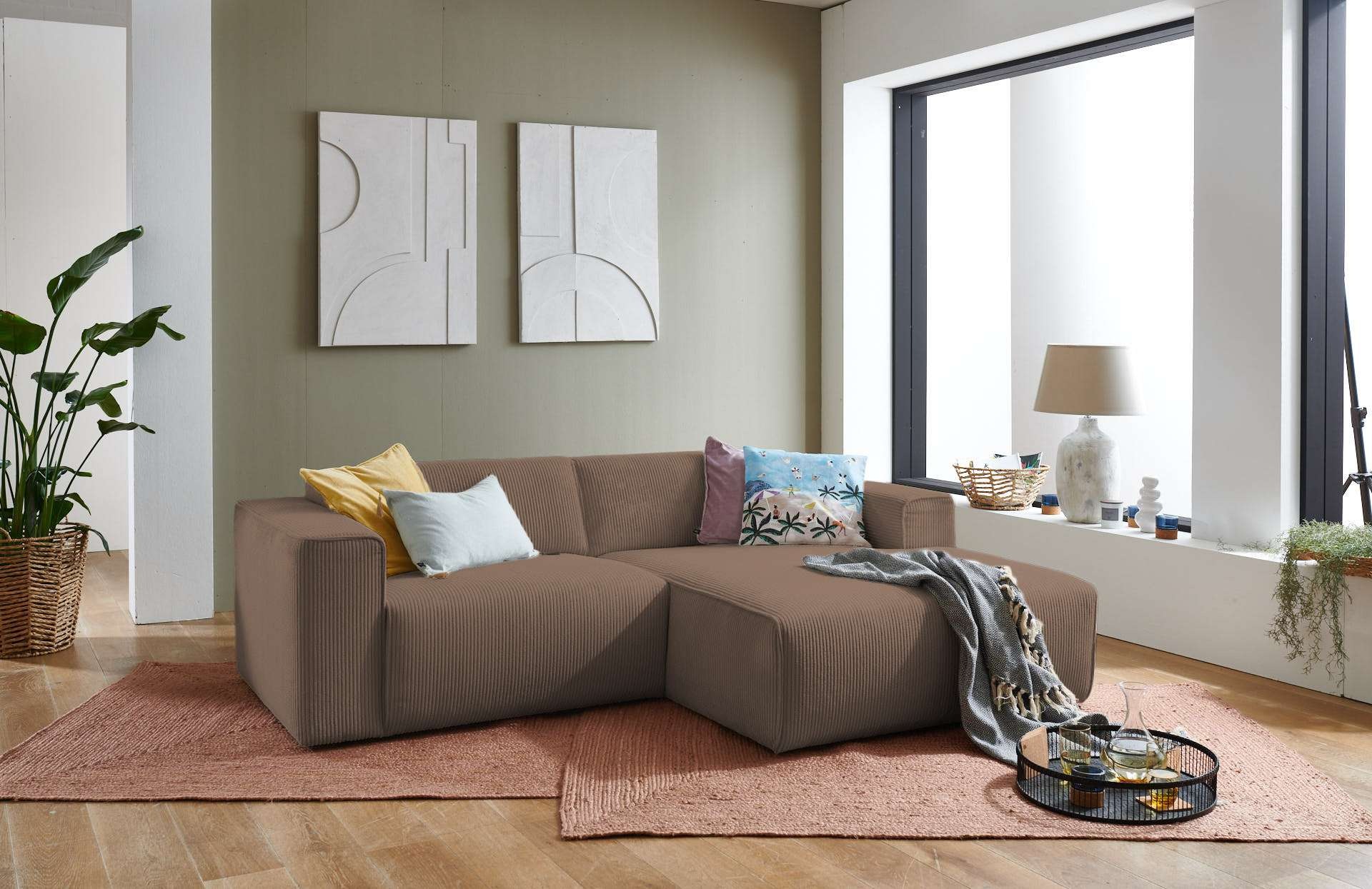 Home affaire Ecksofa »Noord mit Kedernaht, Breite 234 cm, L-Form« Cord, Str günstig online kaufen