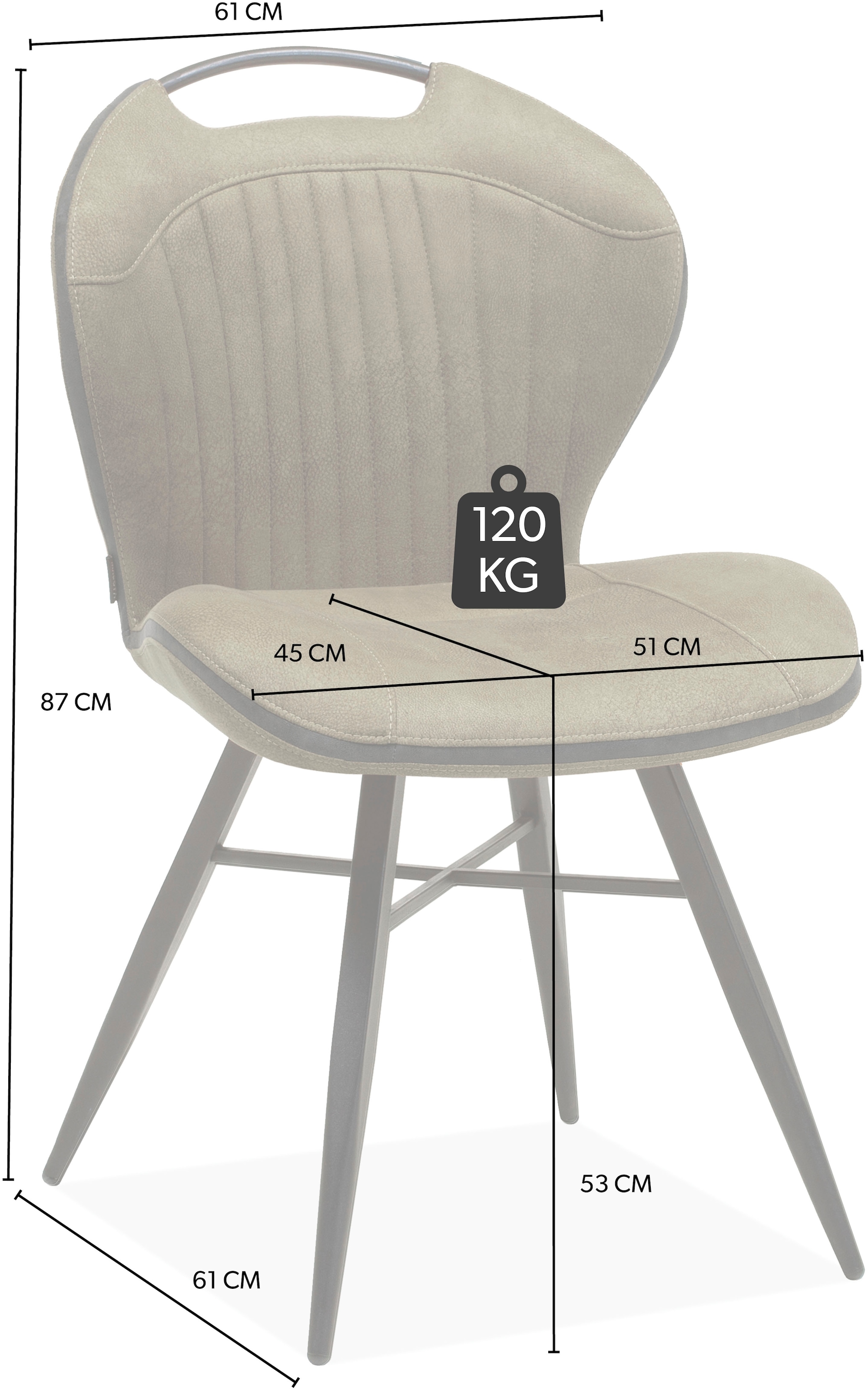 OMG Design Esszimmerstuhl »Mace«, (Set), 1 St., Stoff, Lederoptik, pflegeleicht, mit praktischem Griff