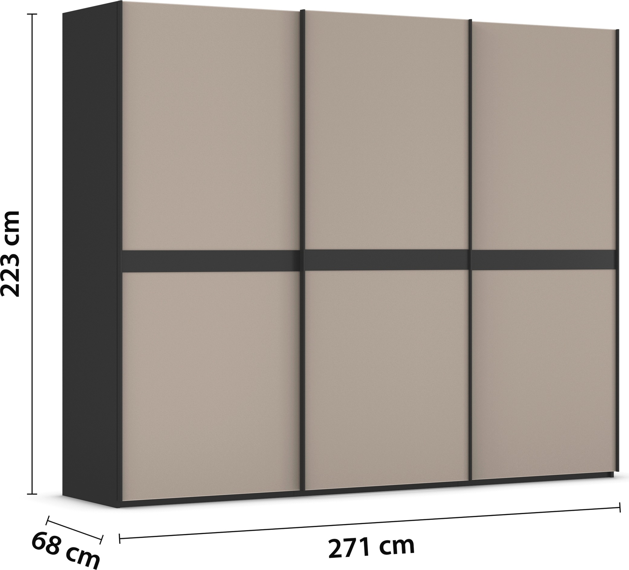 rauch Schwebetürenschrank »Kleiderschrank Schrank Garderobe Schlafzimmerschrank SCALE-LINE«, edle Optik mit Bauchbinde in Korpusfarbe mit Glasfront MADE IN GERMANY