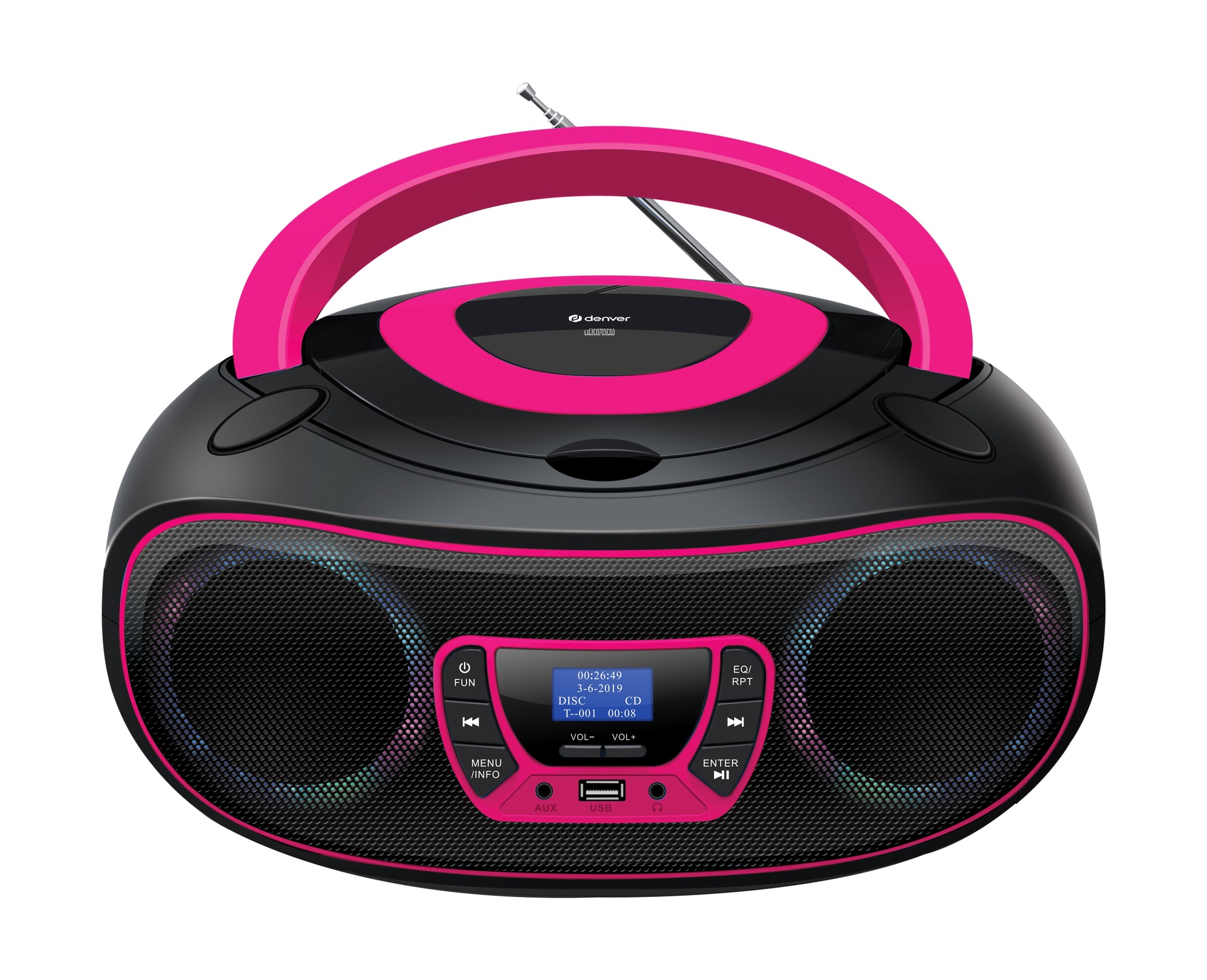 DENVER Digitalradio (DAB+) »DAB+ Boombox Mit DAB+/FM-Radio, Bluetooth-Funktion, pink« (Bluetooth Digitalradio (DAB+) FM-Tuner 1, 8 W) Pink...